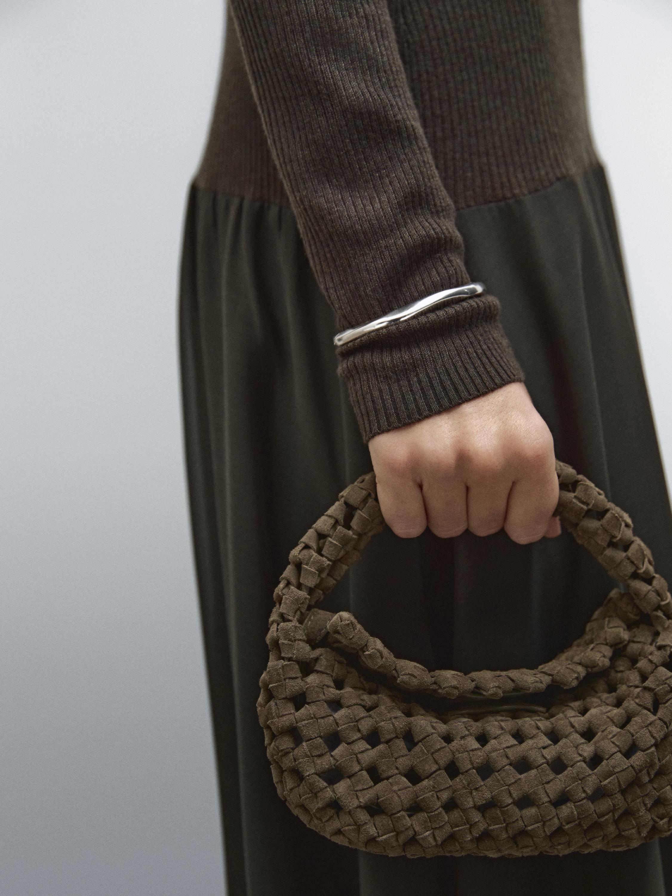 Split suede braided mini bag