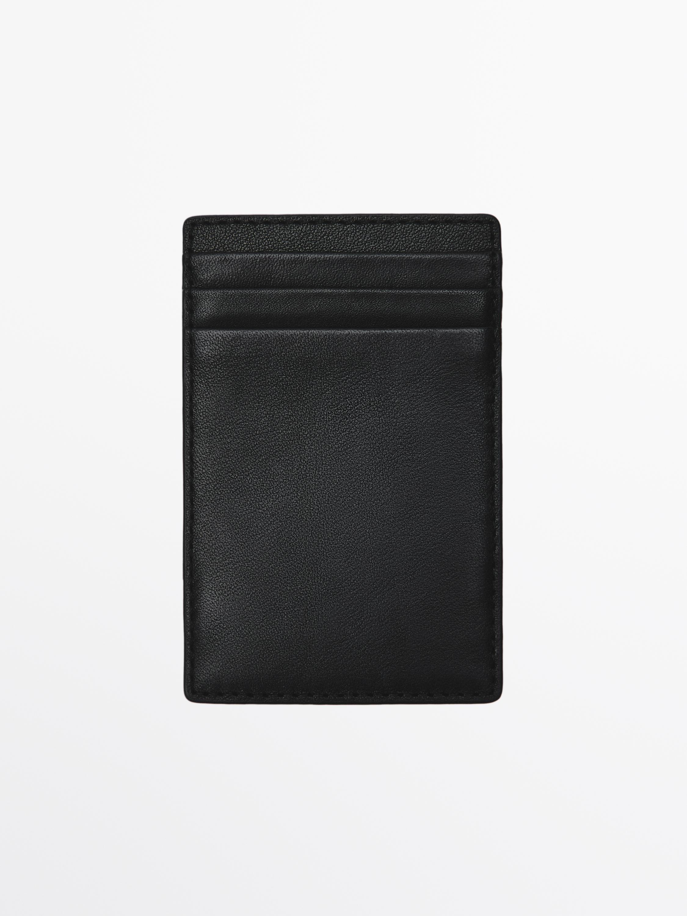Nappa leather "magic" vertical wallet — BLACK