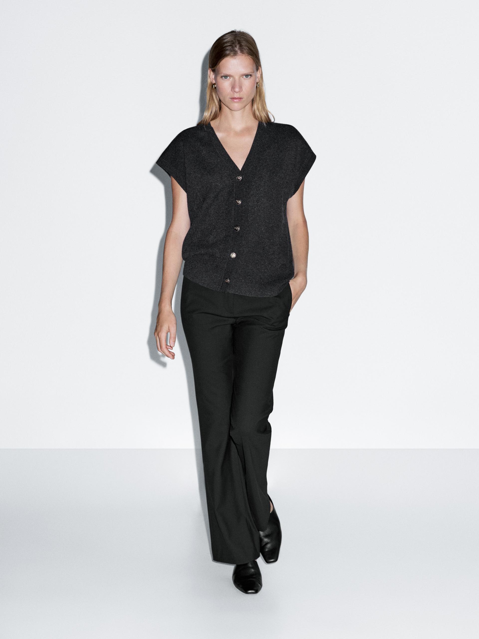 Massimo Dutti Knit Vest With Golden Buttons In Multi