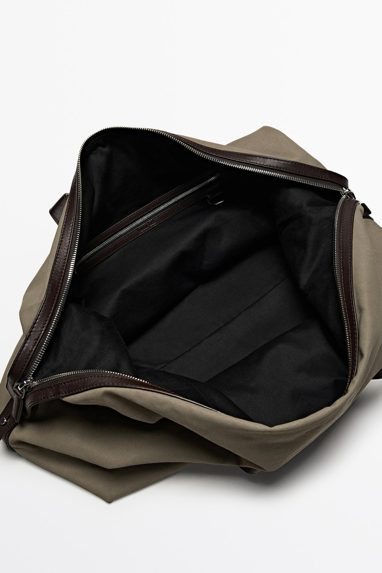 Nappa leather detail travel bag — MOLE BROWN