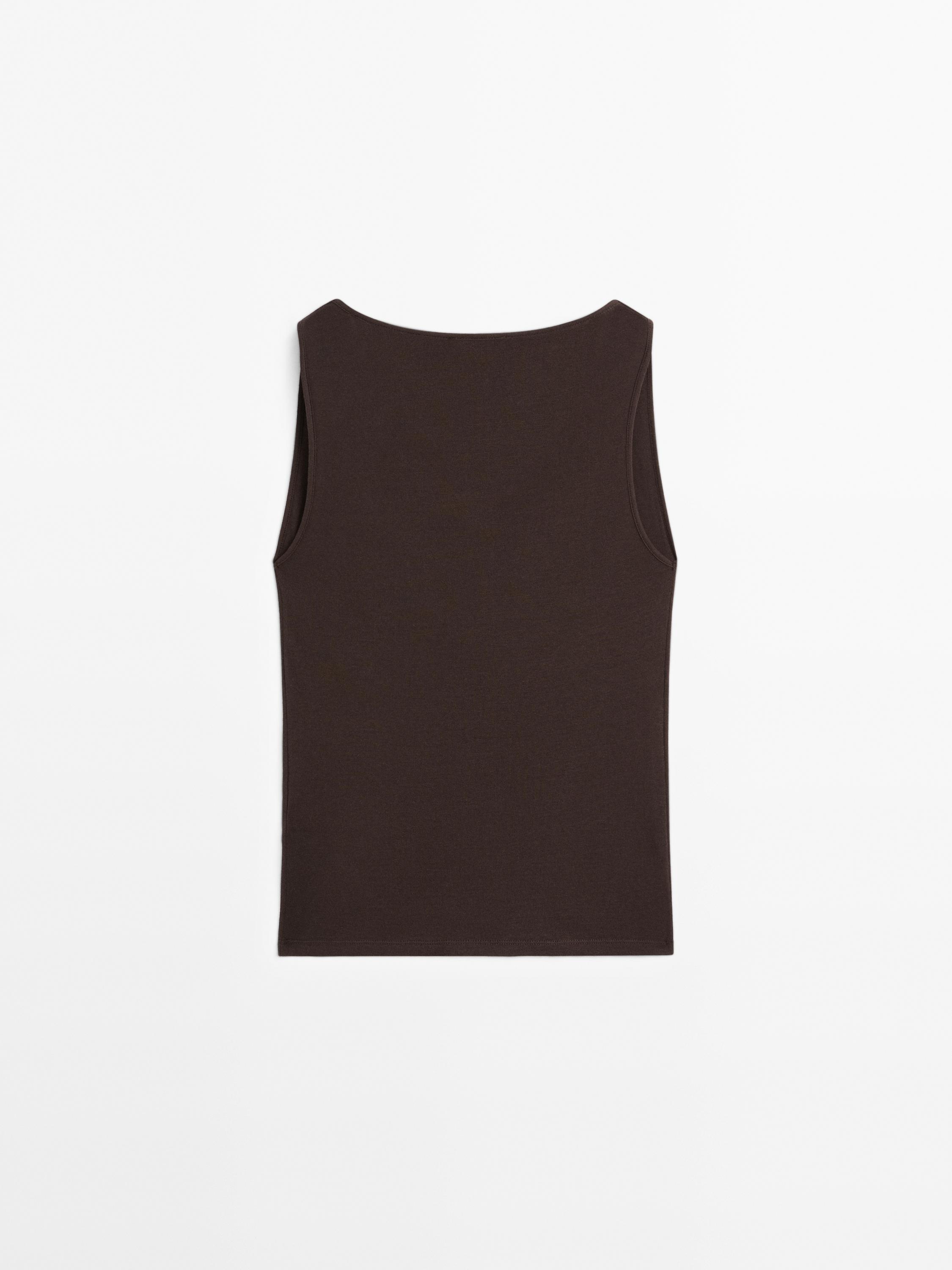 100% cotton top with draped neckline