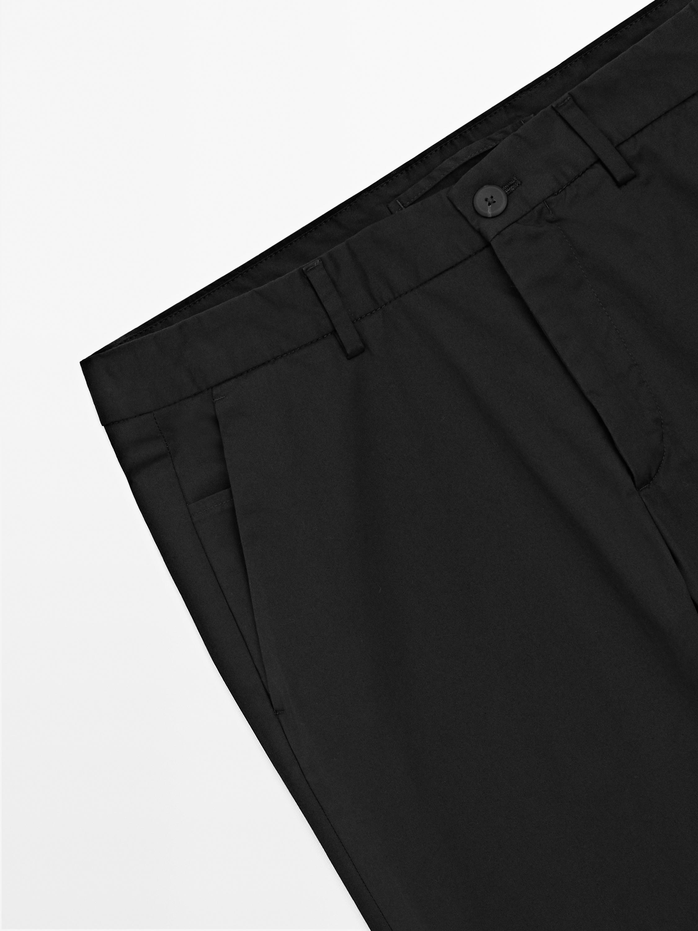 Cotton blend slim fit trousers