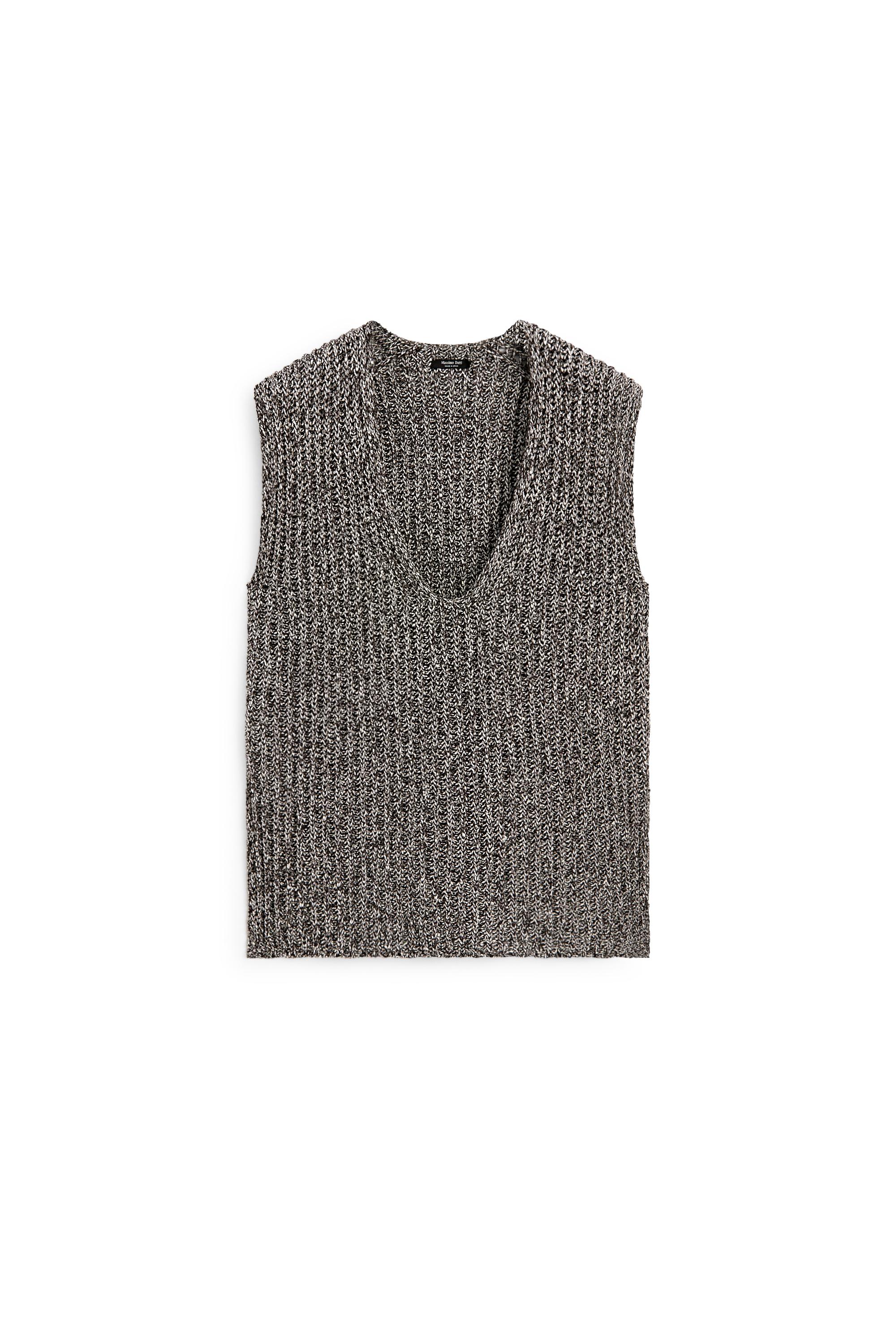 Cotton blend heathered knit top — ANTHRACITE GREY