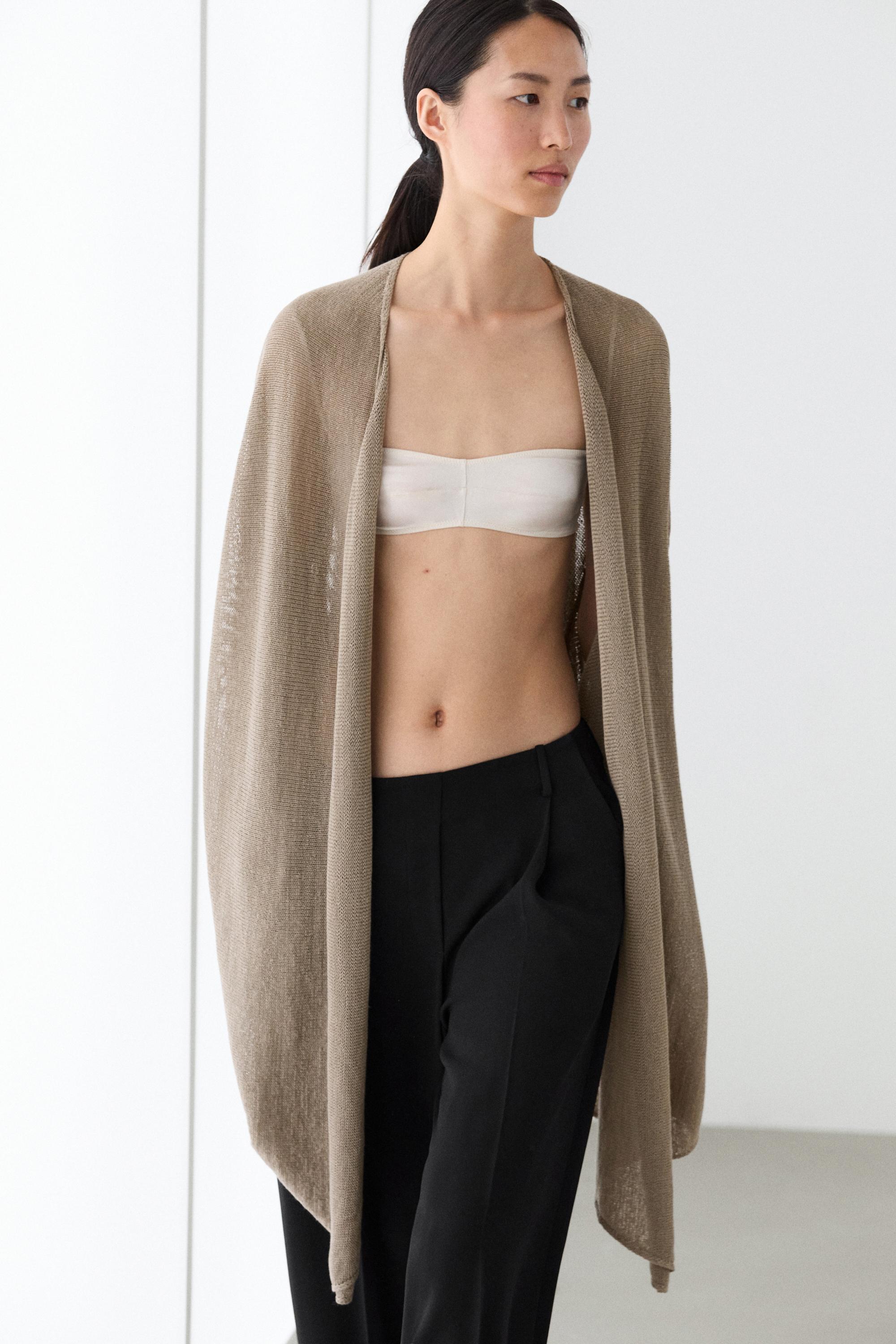 Total look draped knit cape cardigan — SAND