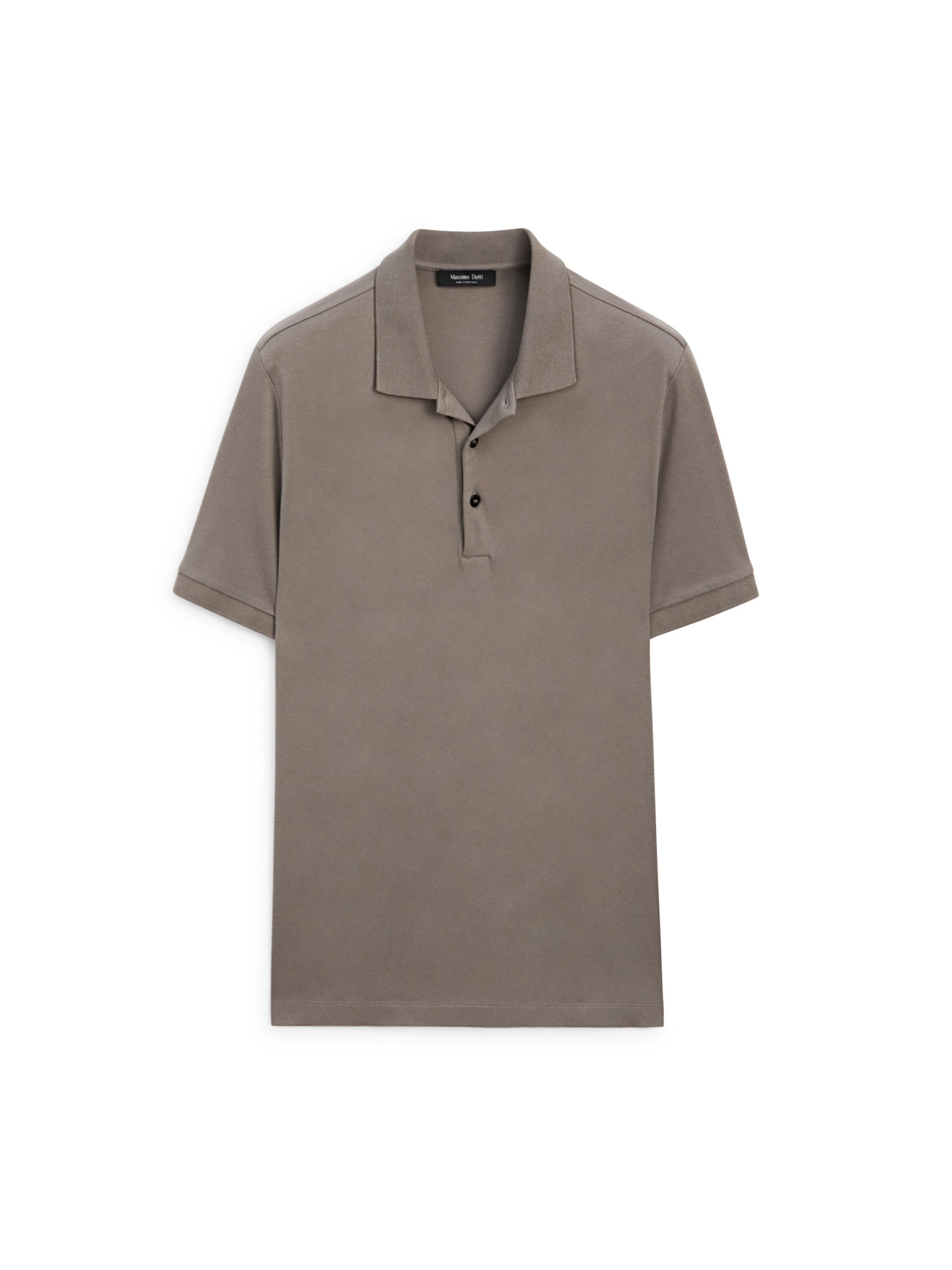 Cotton blend short sleeve polo shirt — MINK