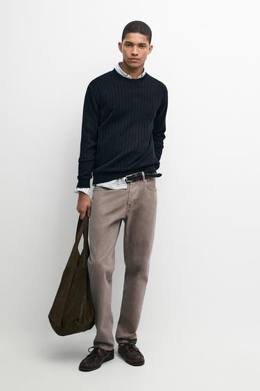 Tapered fit denim-effect pants — MINK 1