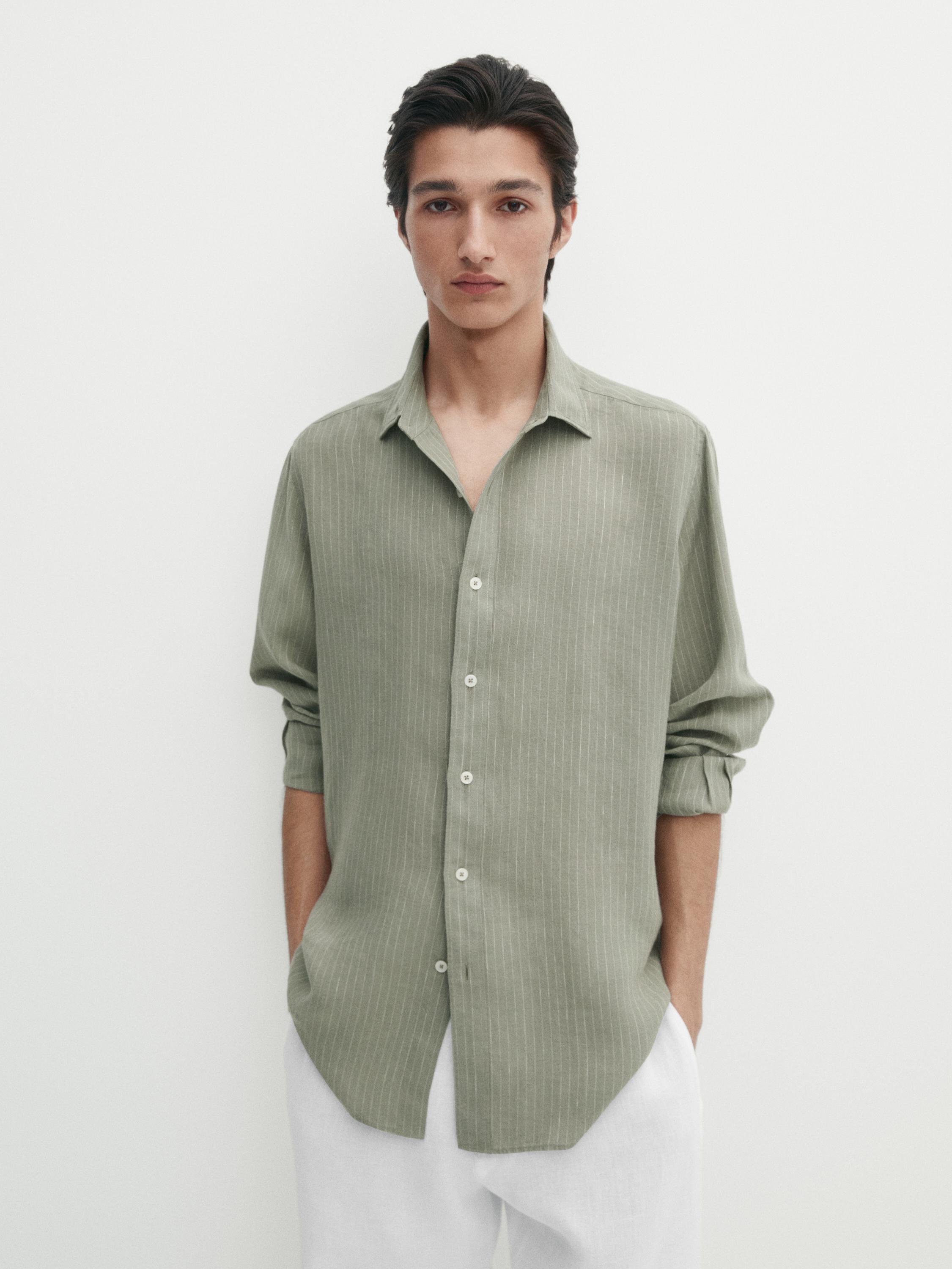 Chemise à rayures 100 % lin