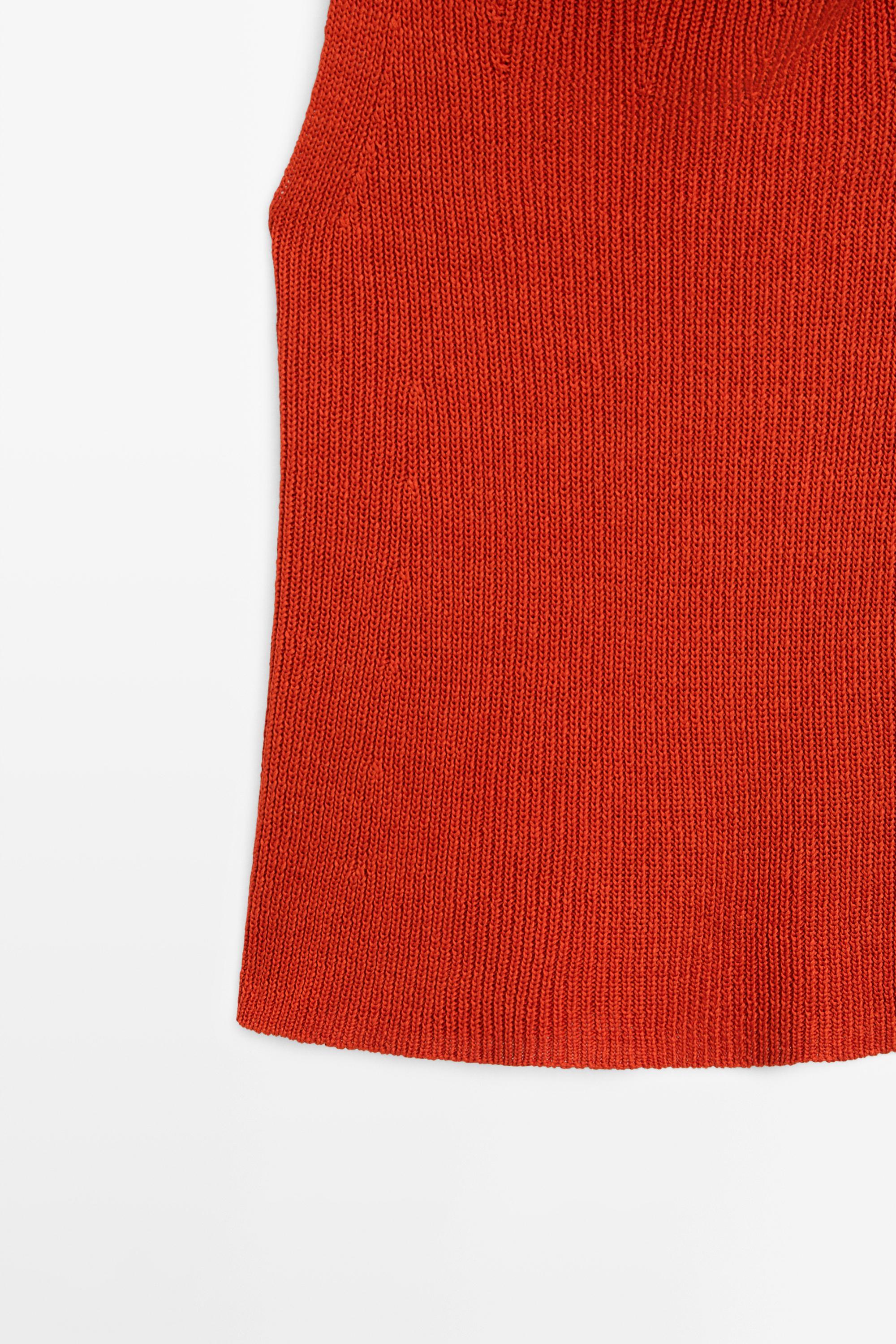 Cotton top with cowl neckline — BURNT ORANGE
