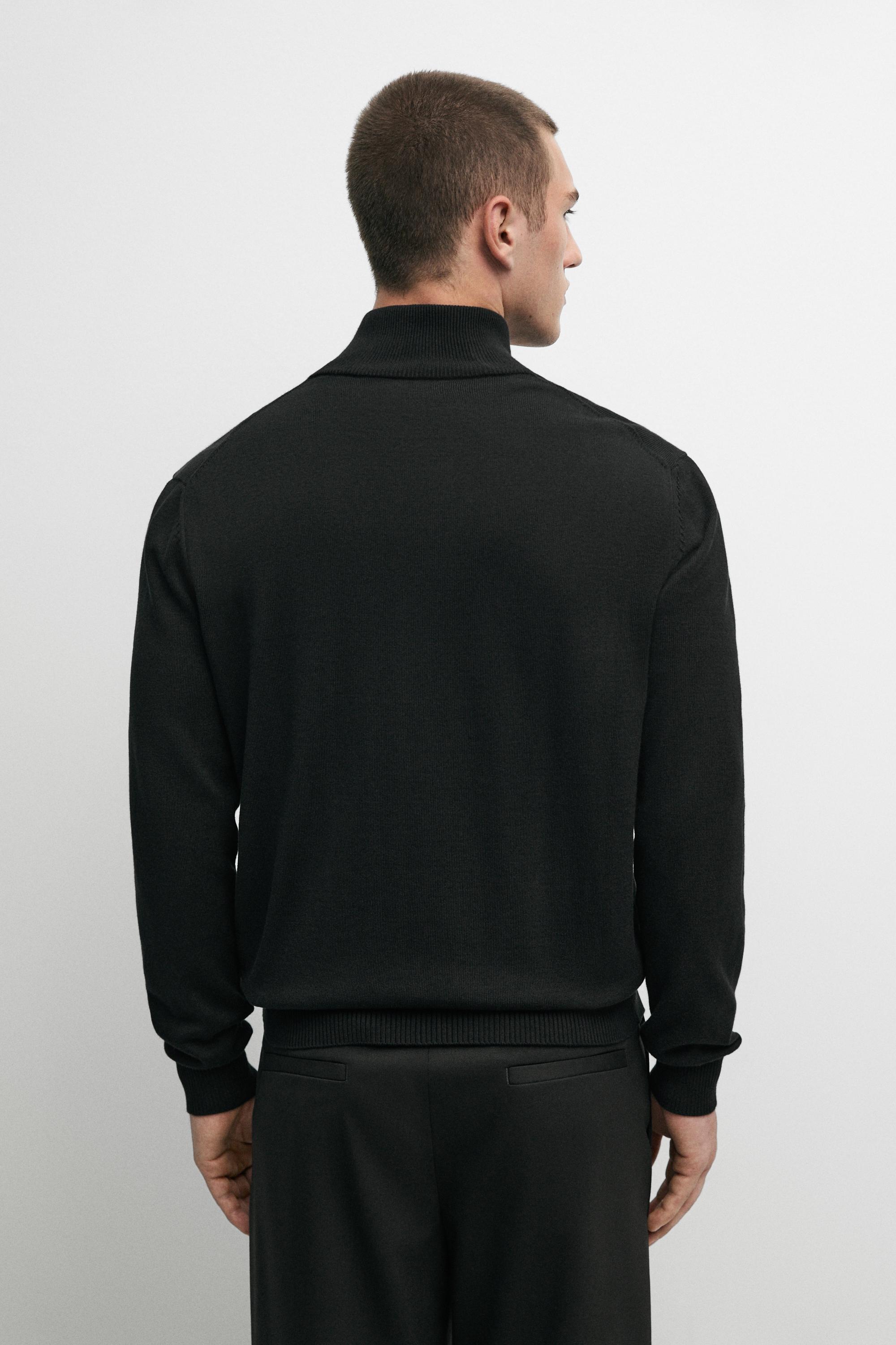 100% cotton knit cardigan — BLACK