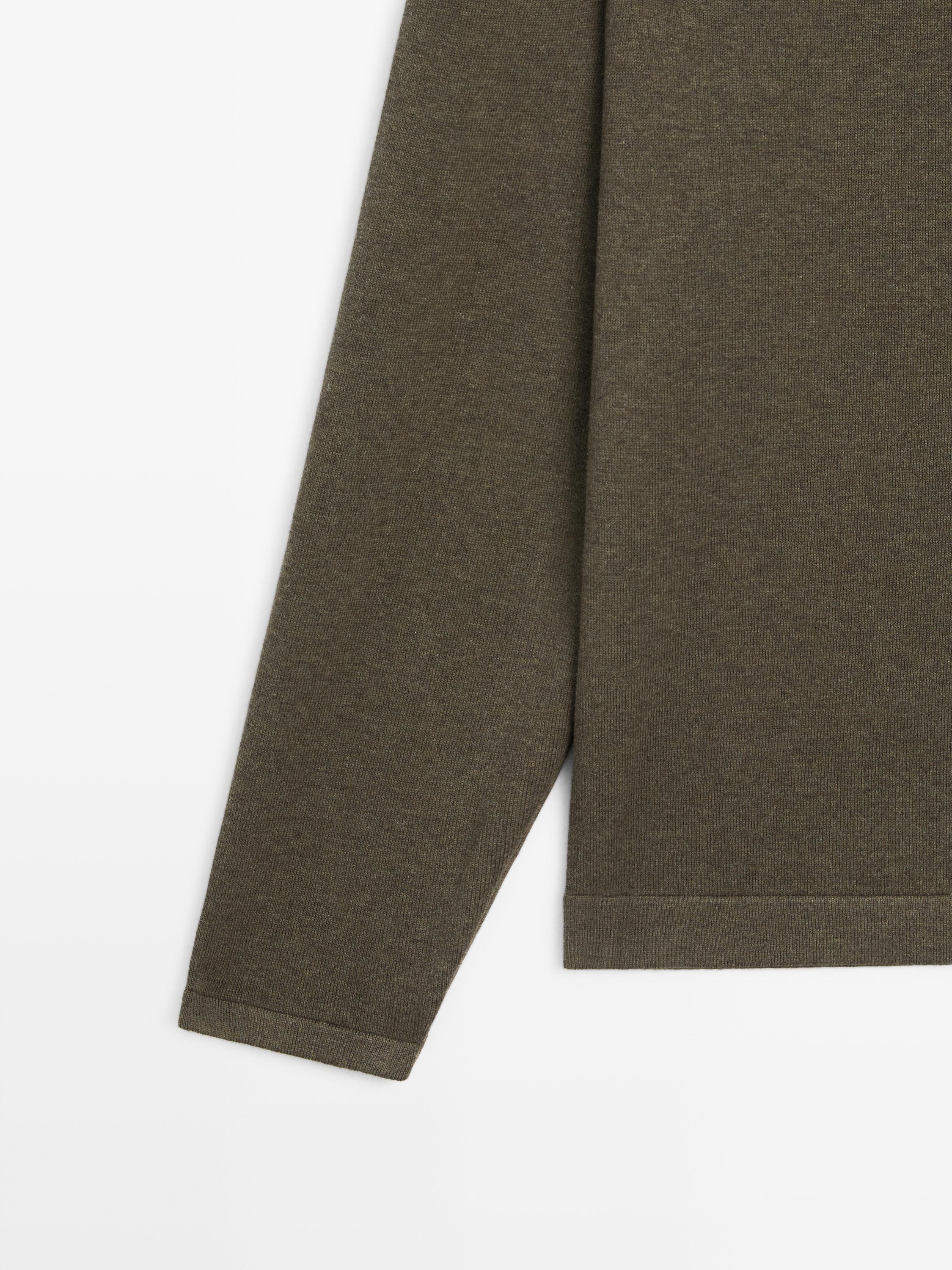 Knit 100% cotton crew neck sweater — GREEN