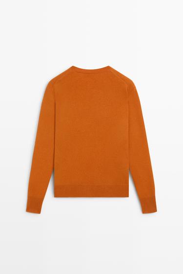 Wool blend crew neck knit sweater — ORANGE 6