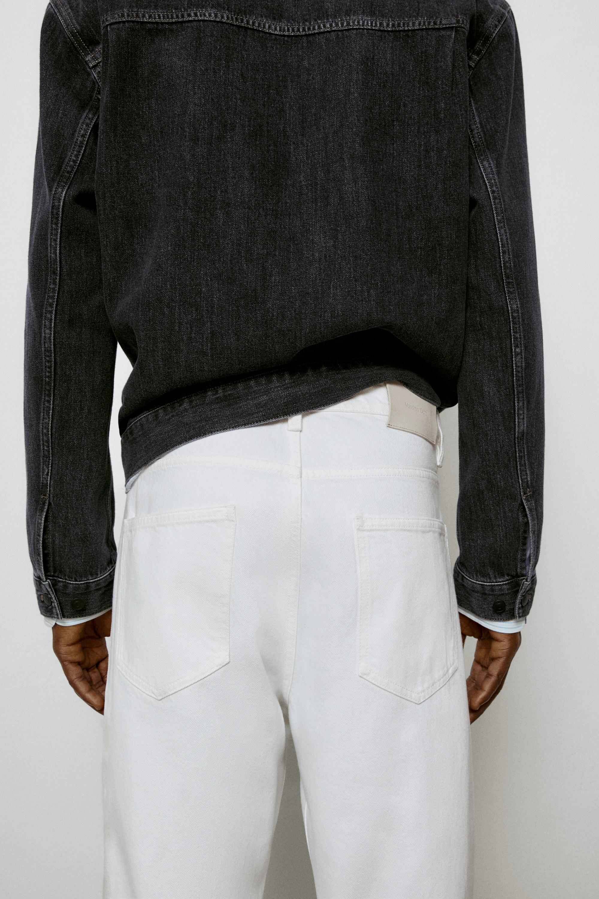 Straight-leg denim-effect pants — WHITE