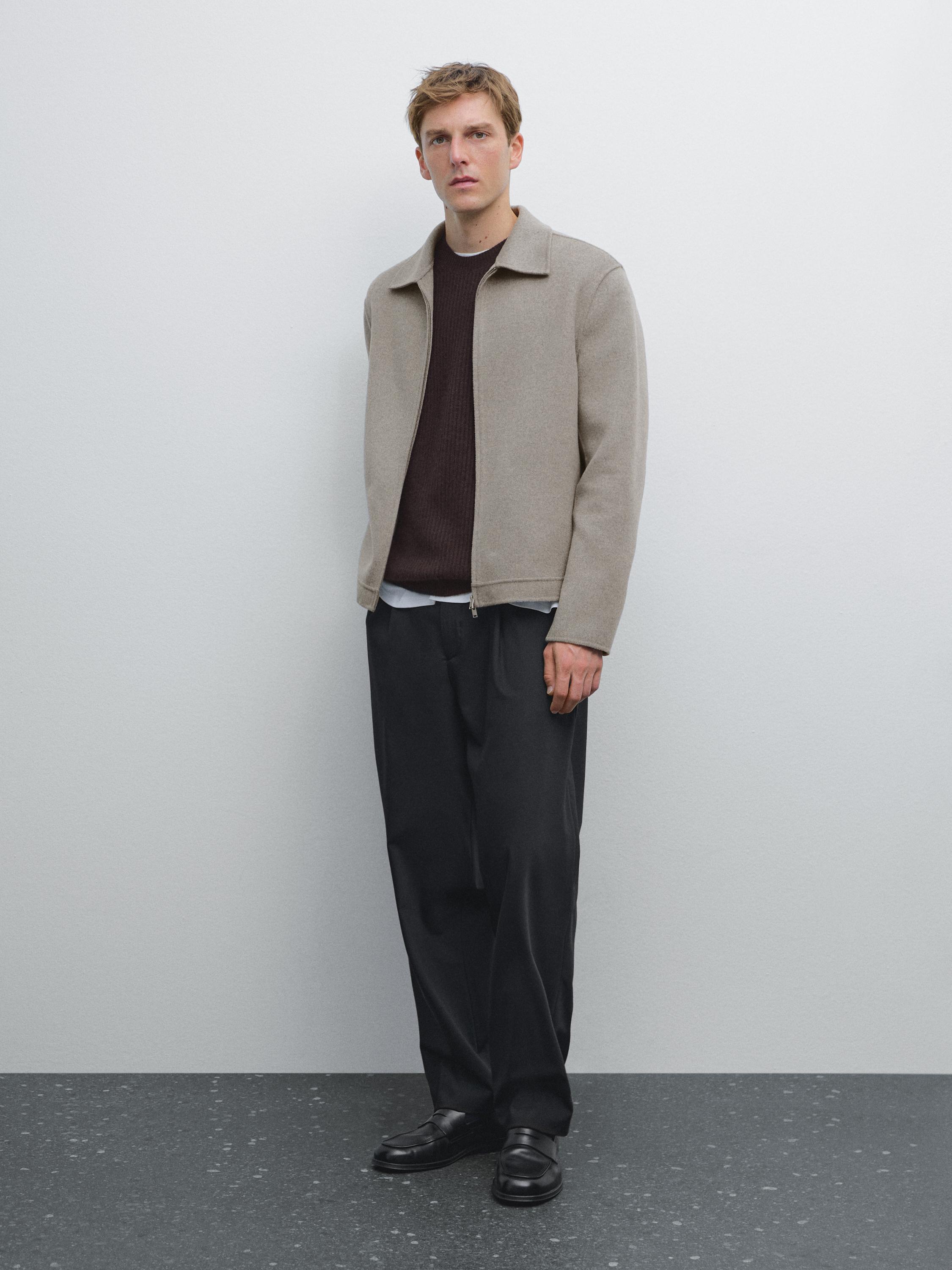 Double zip wool jacket