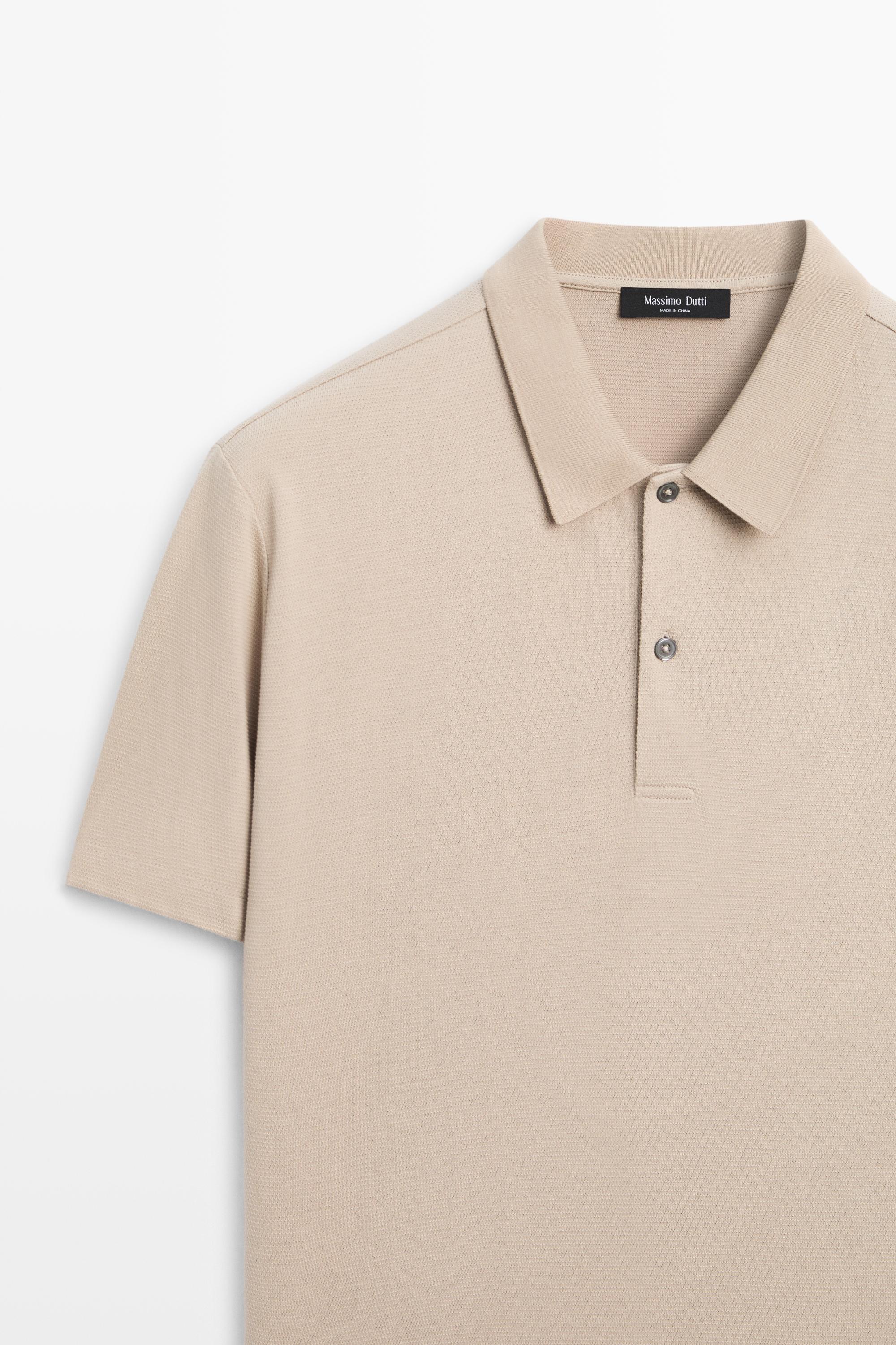 100% cotton structured polo shirt — STONE