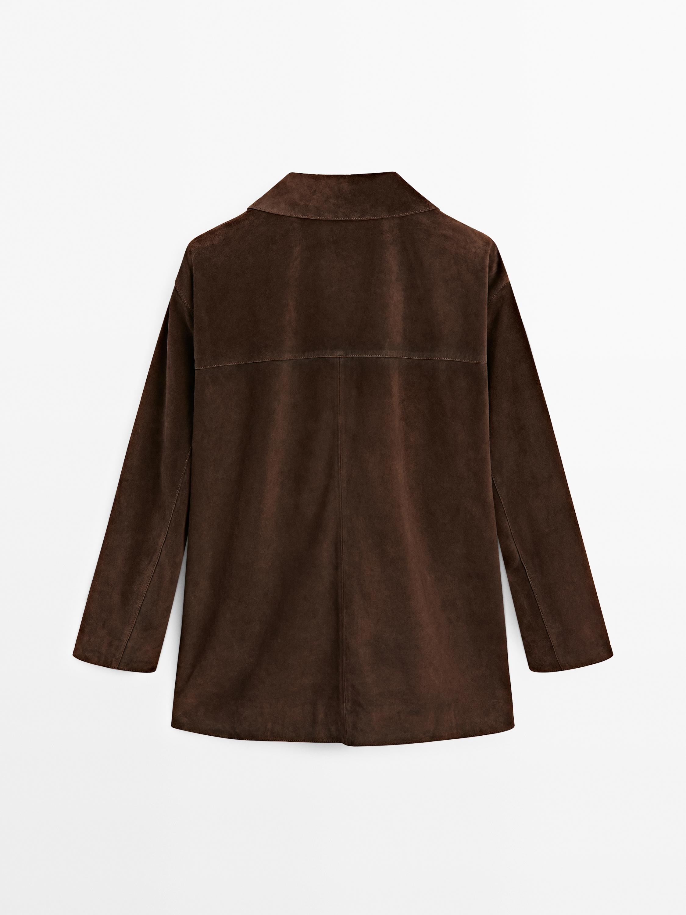 Split suede leather jacket with pockets