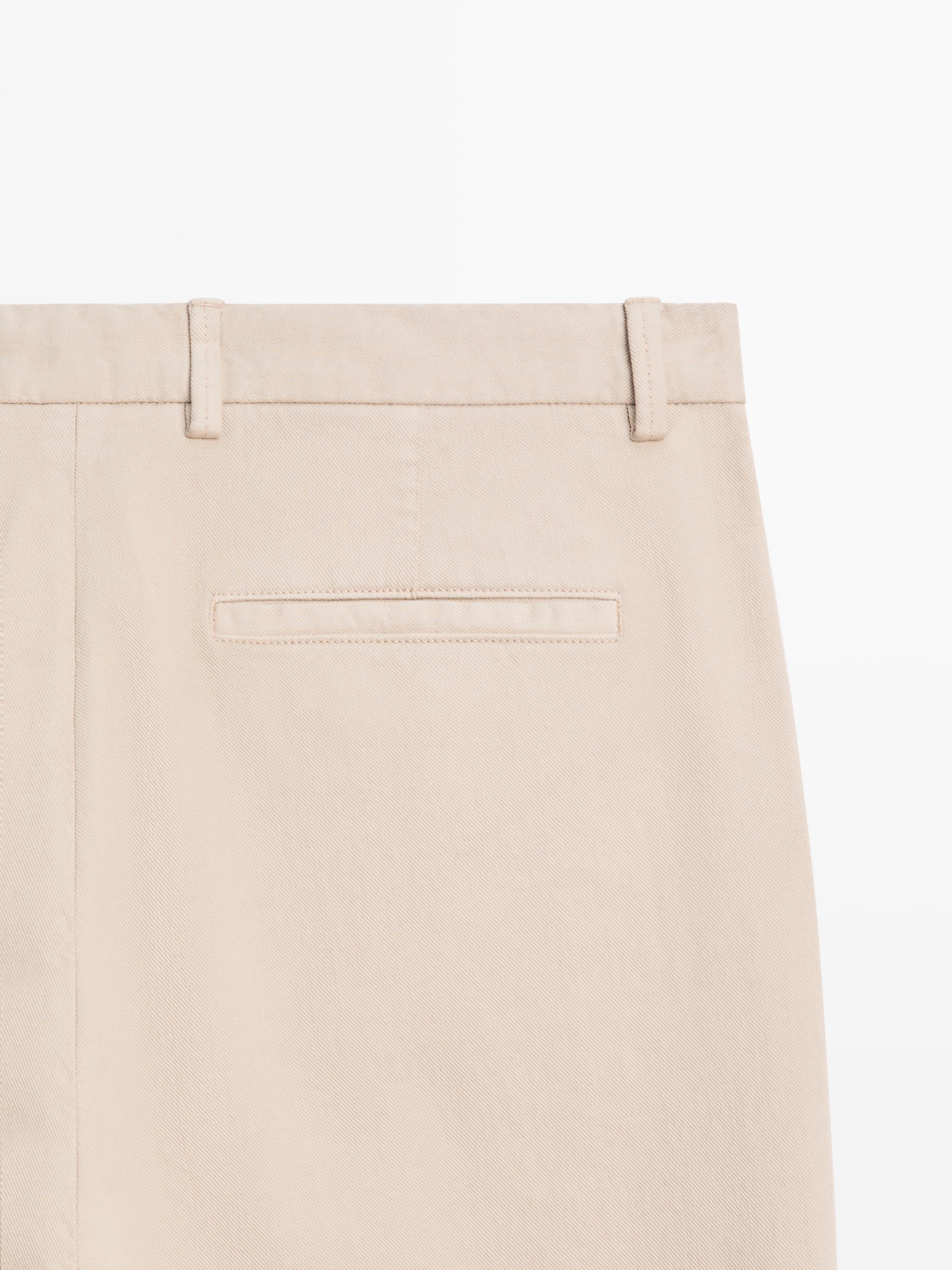 Cotton twill pants with elasticated waistband — BEIGE