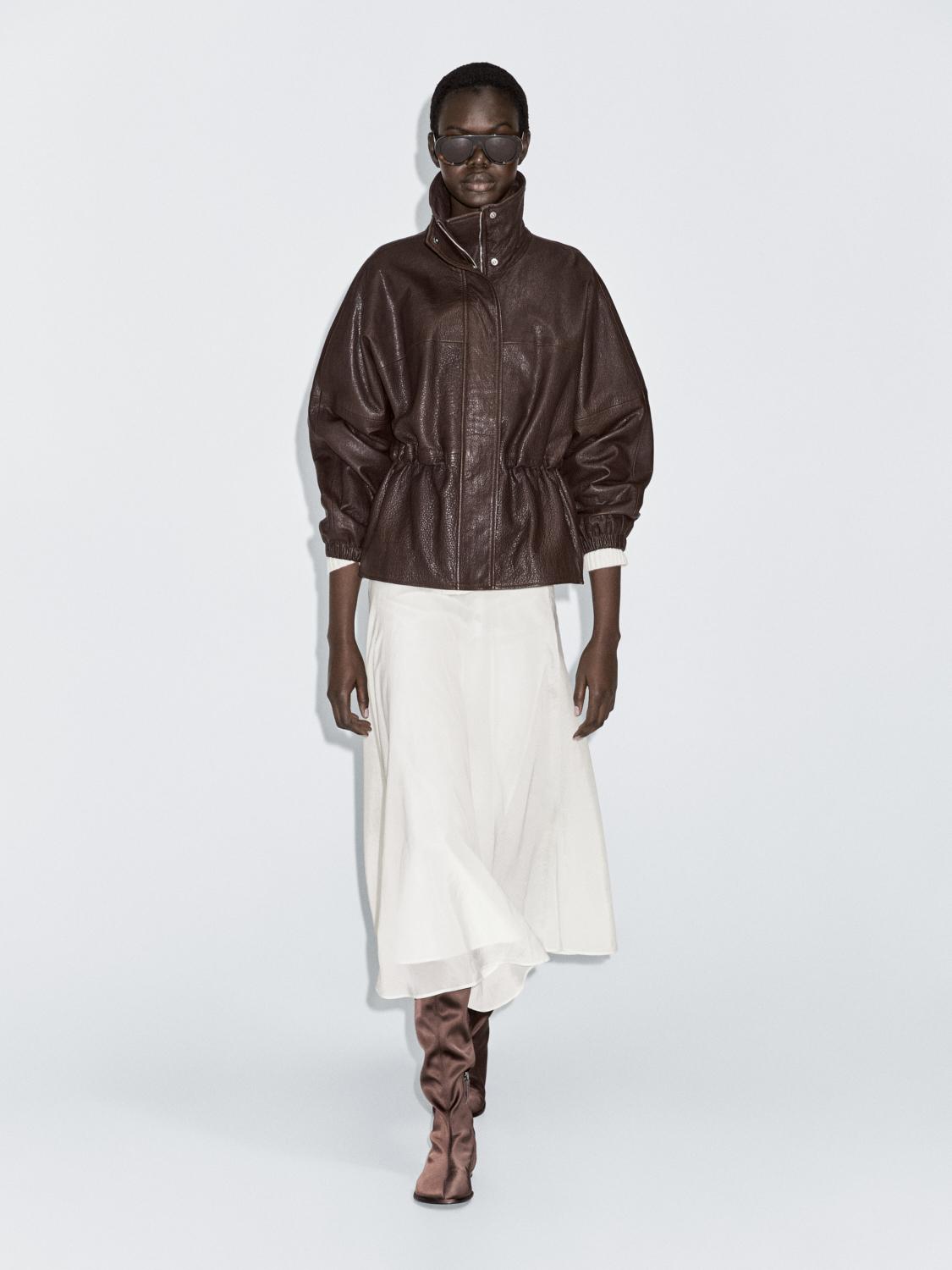 Nappa leather jacket with grainy finish