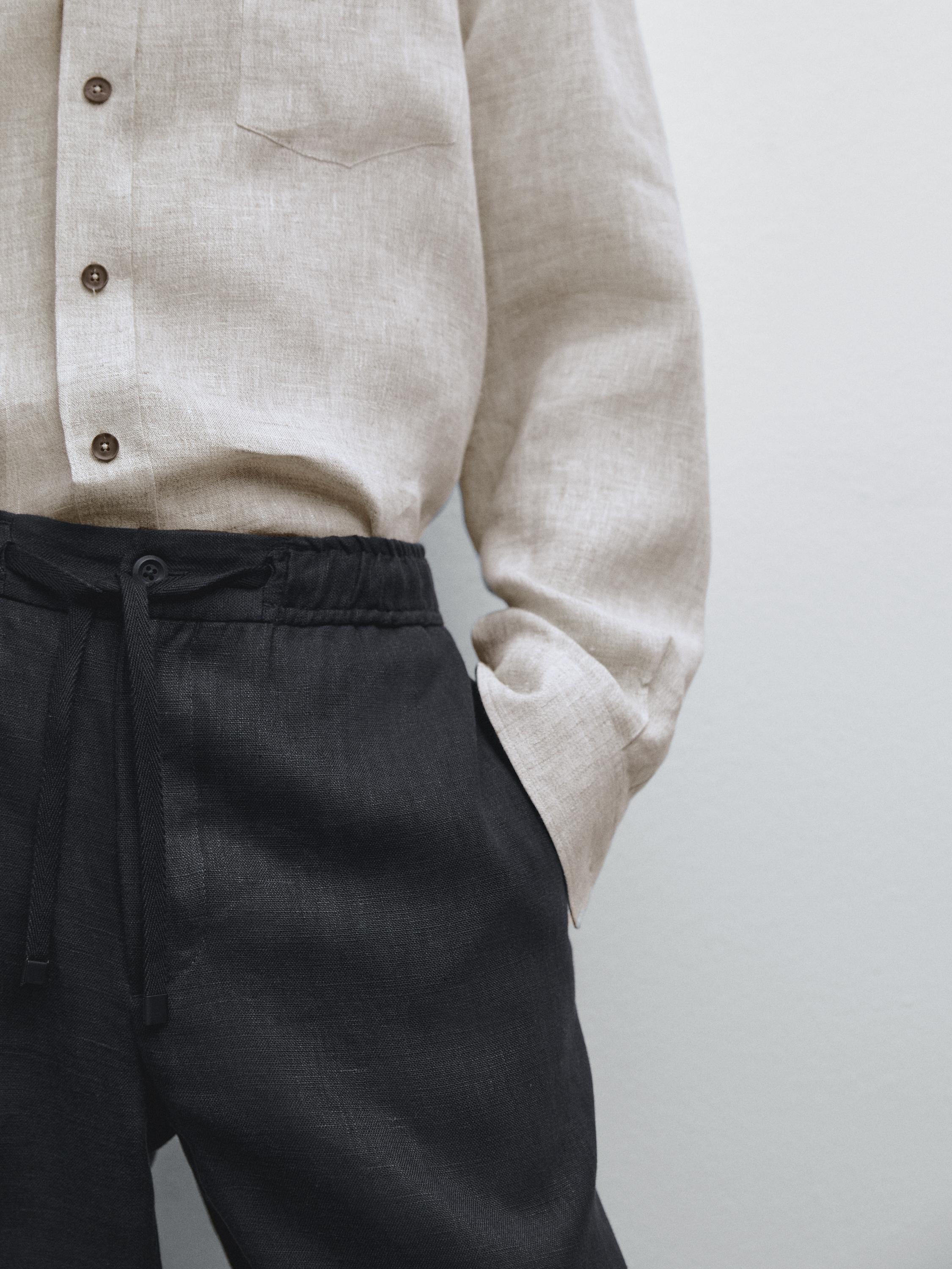 100% linen jogger fit trousers