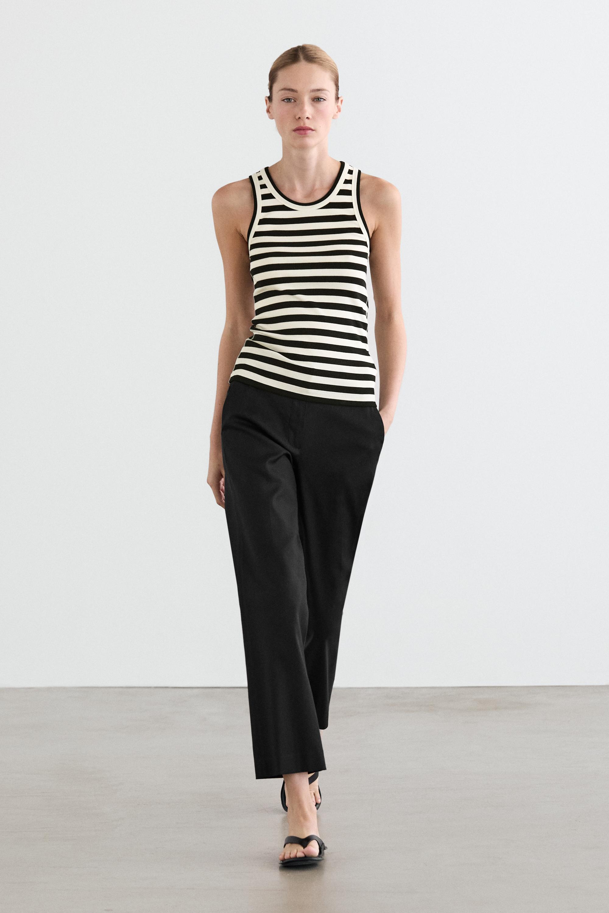 Straight-leg linen blend trousers