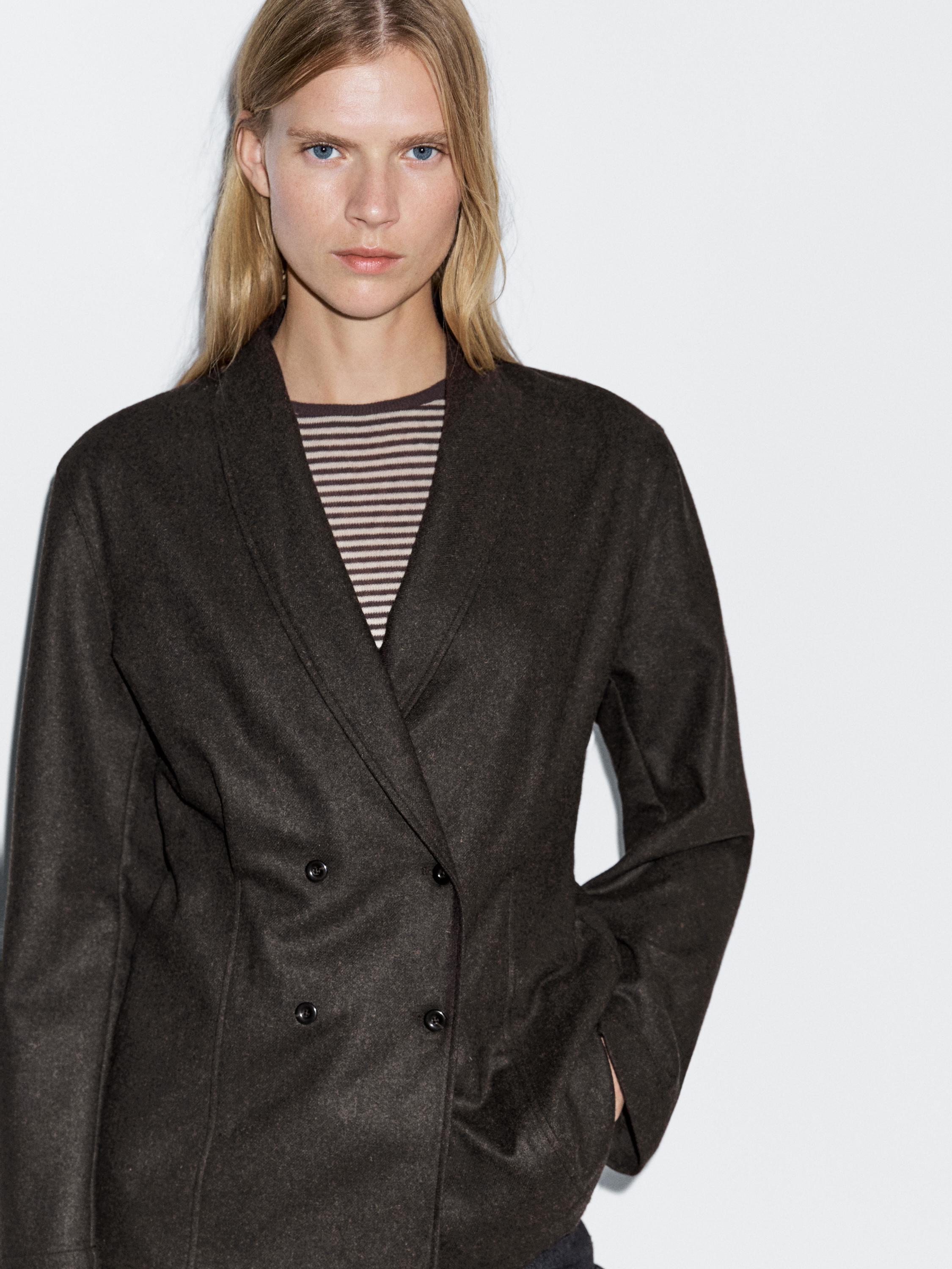 Wool blend double-breasted blazer