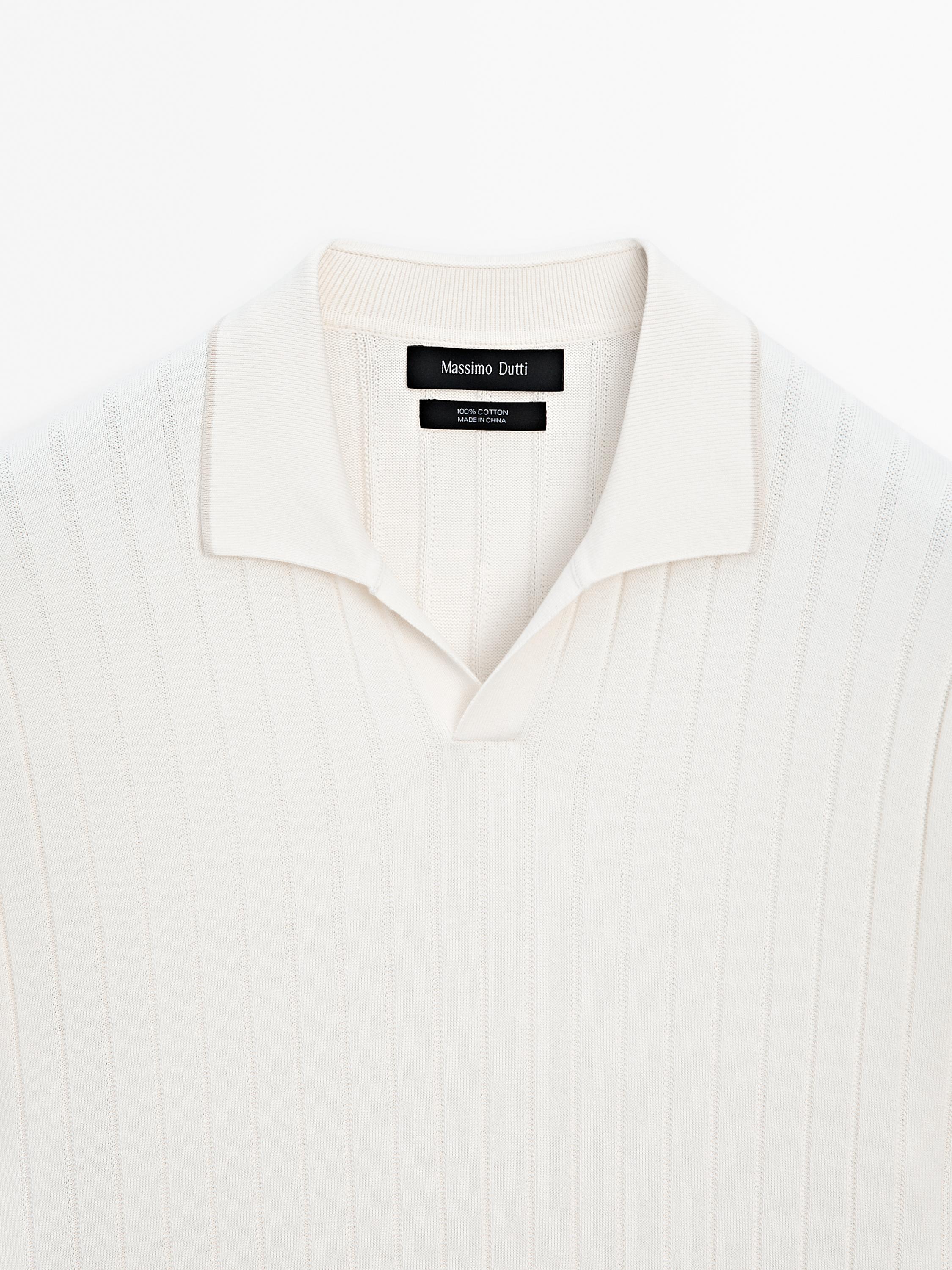 Ribbed knit polo shirt