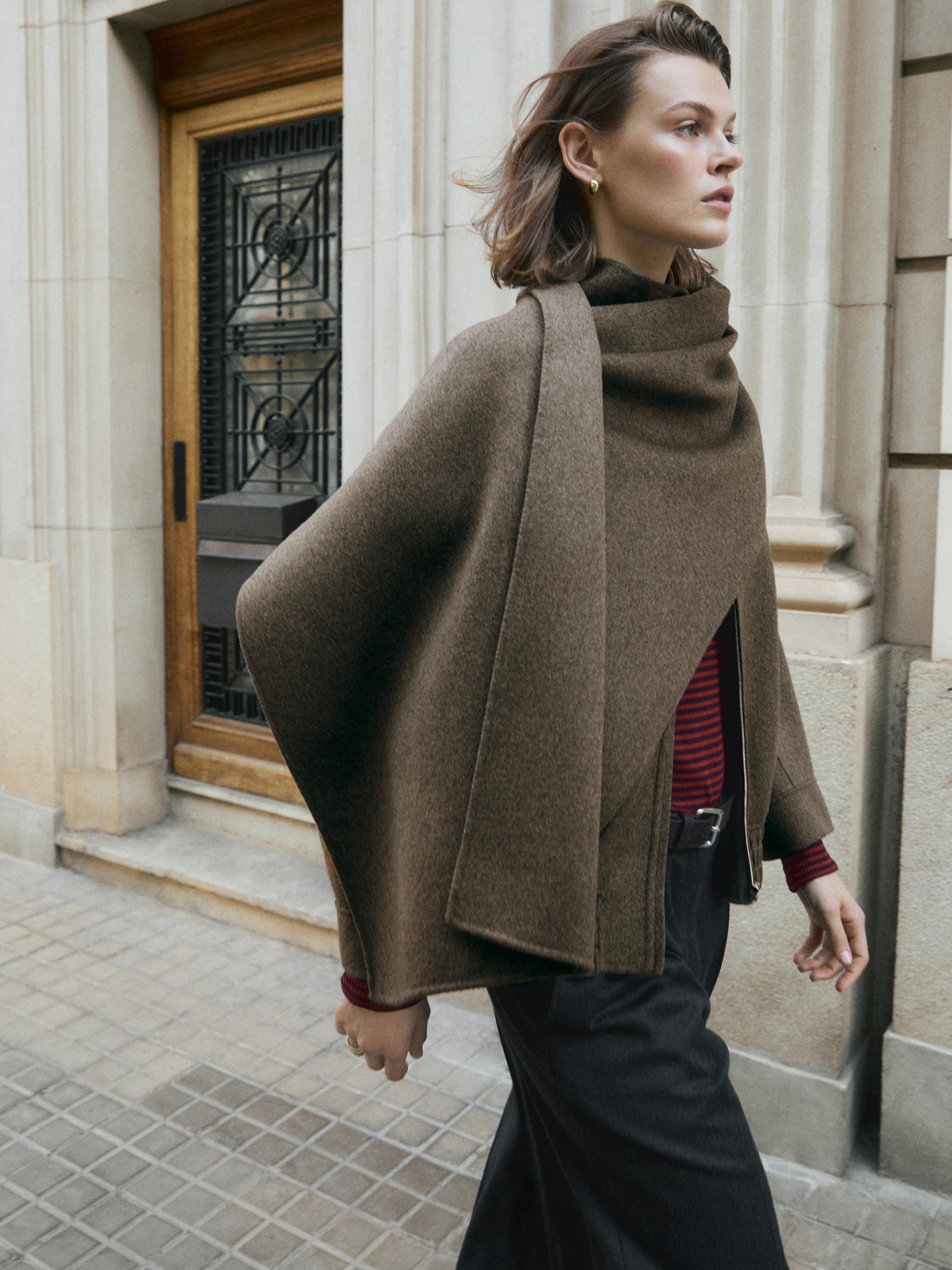 Wool blend bomber jacket with scarf