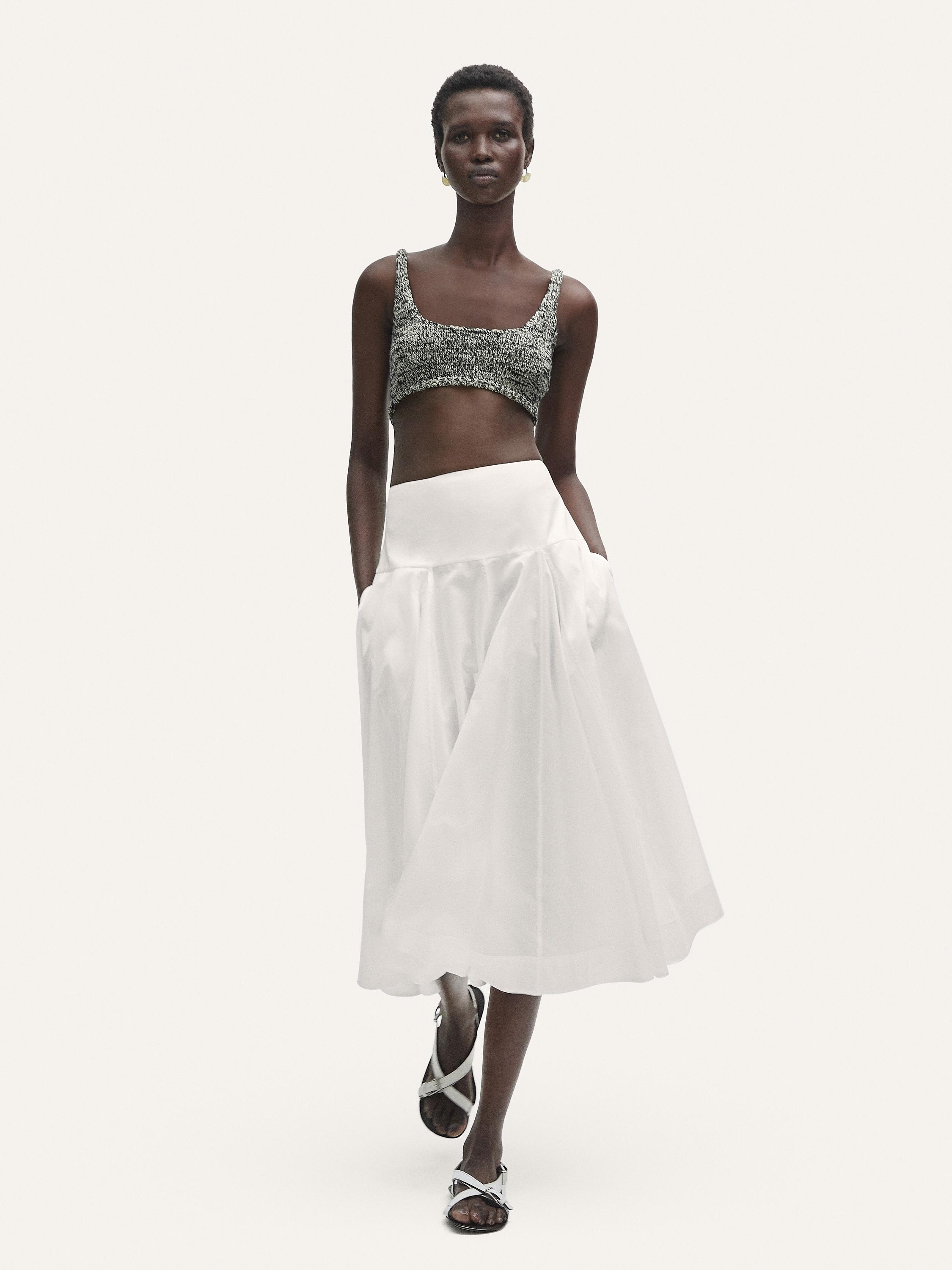 100% cotton midi skirt with yoke detail
