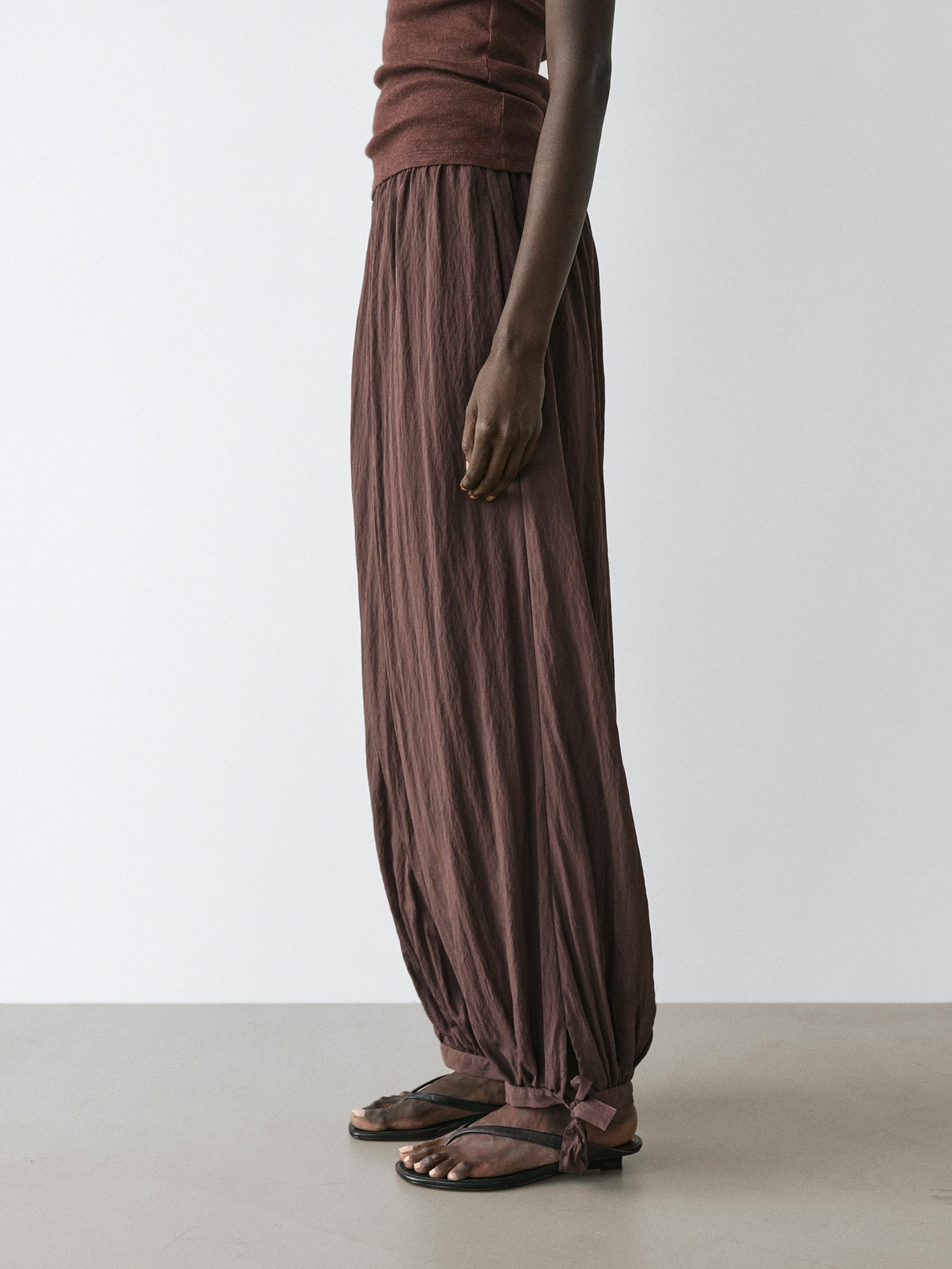 flowing draped pants — MOLE BROWN