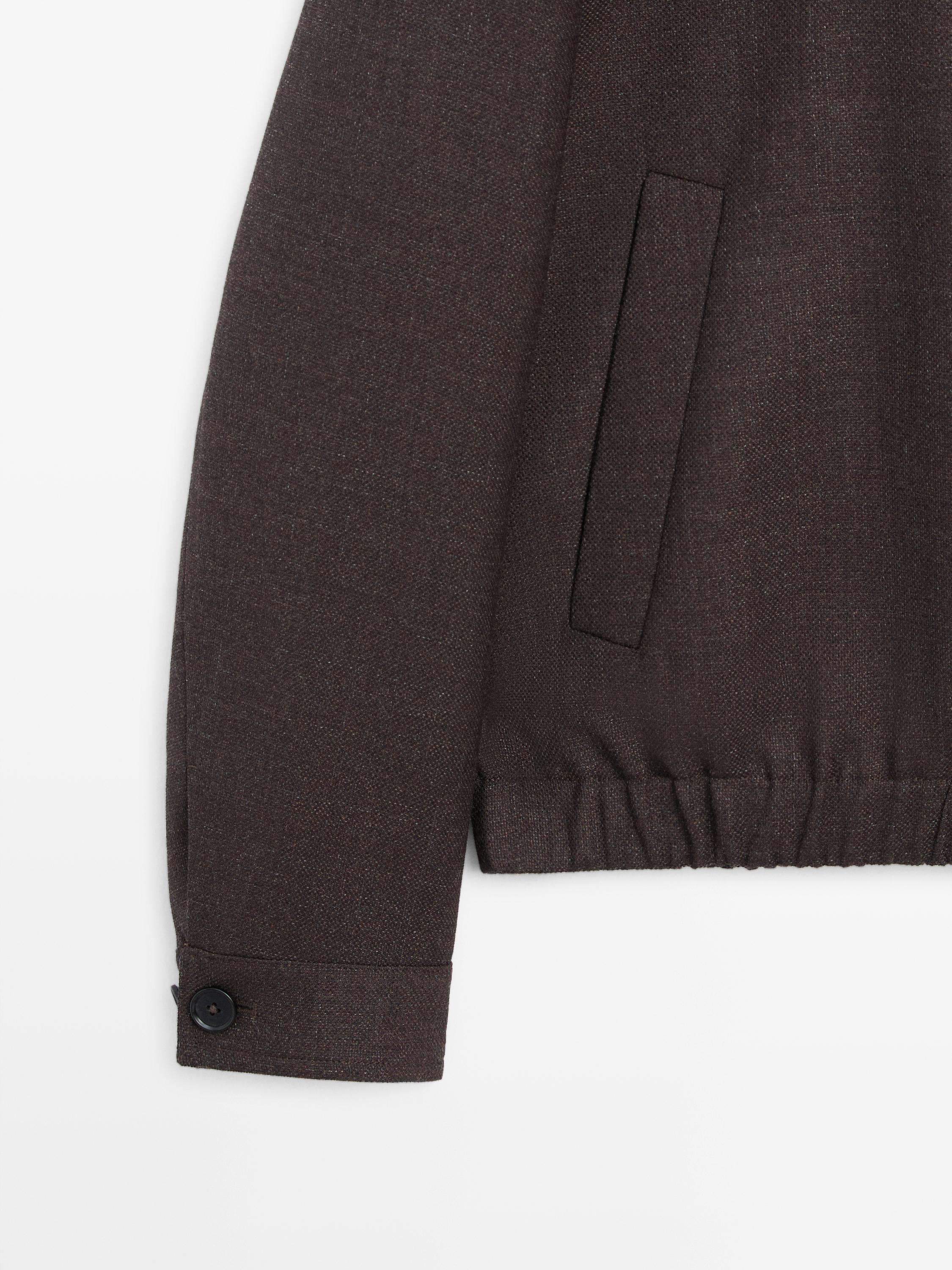 Wool bomber jacket with zip — BROWN