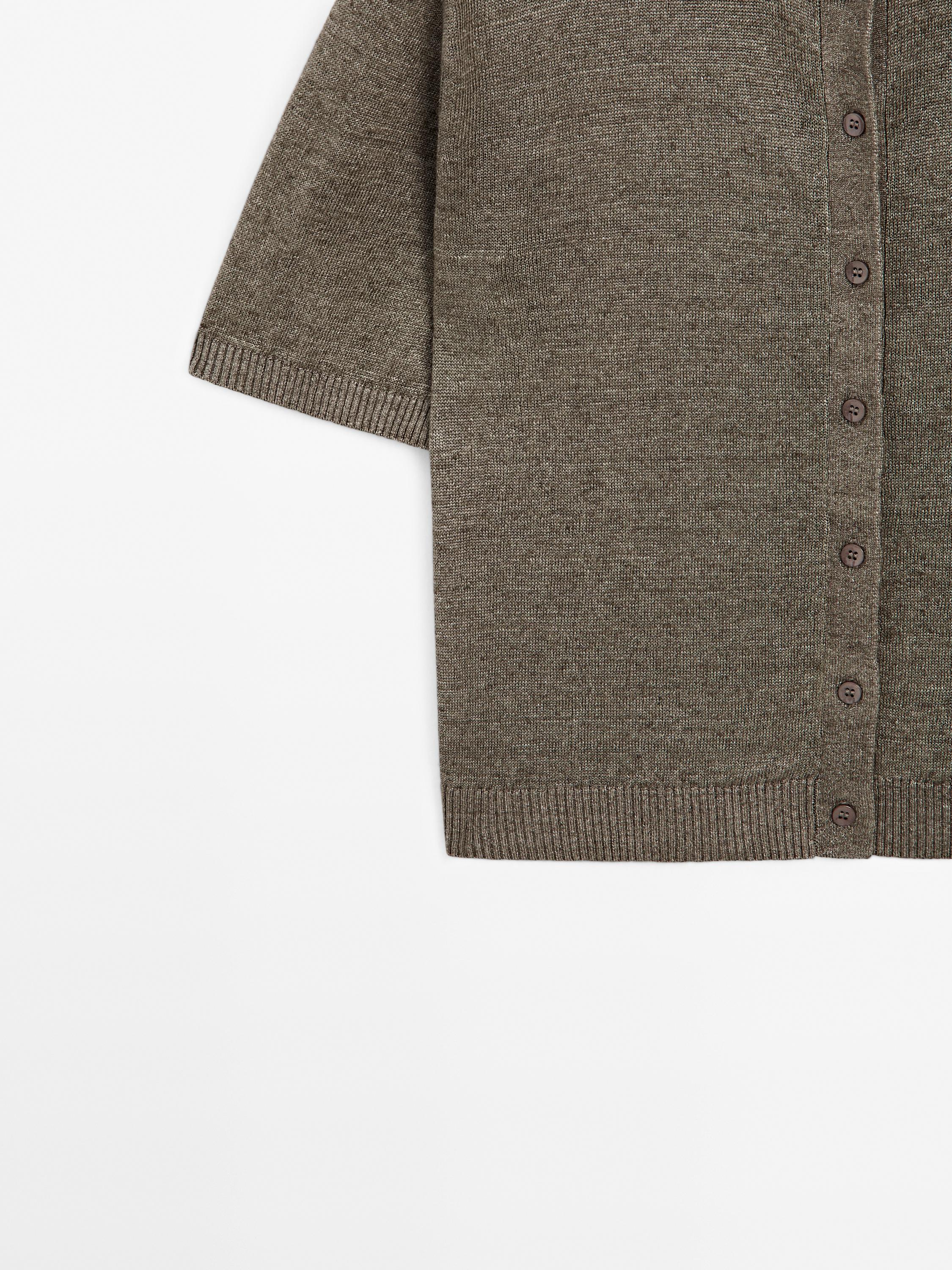100% linen short sleeve cardigan
