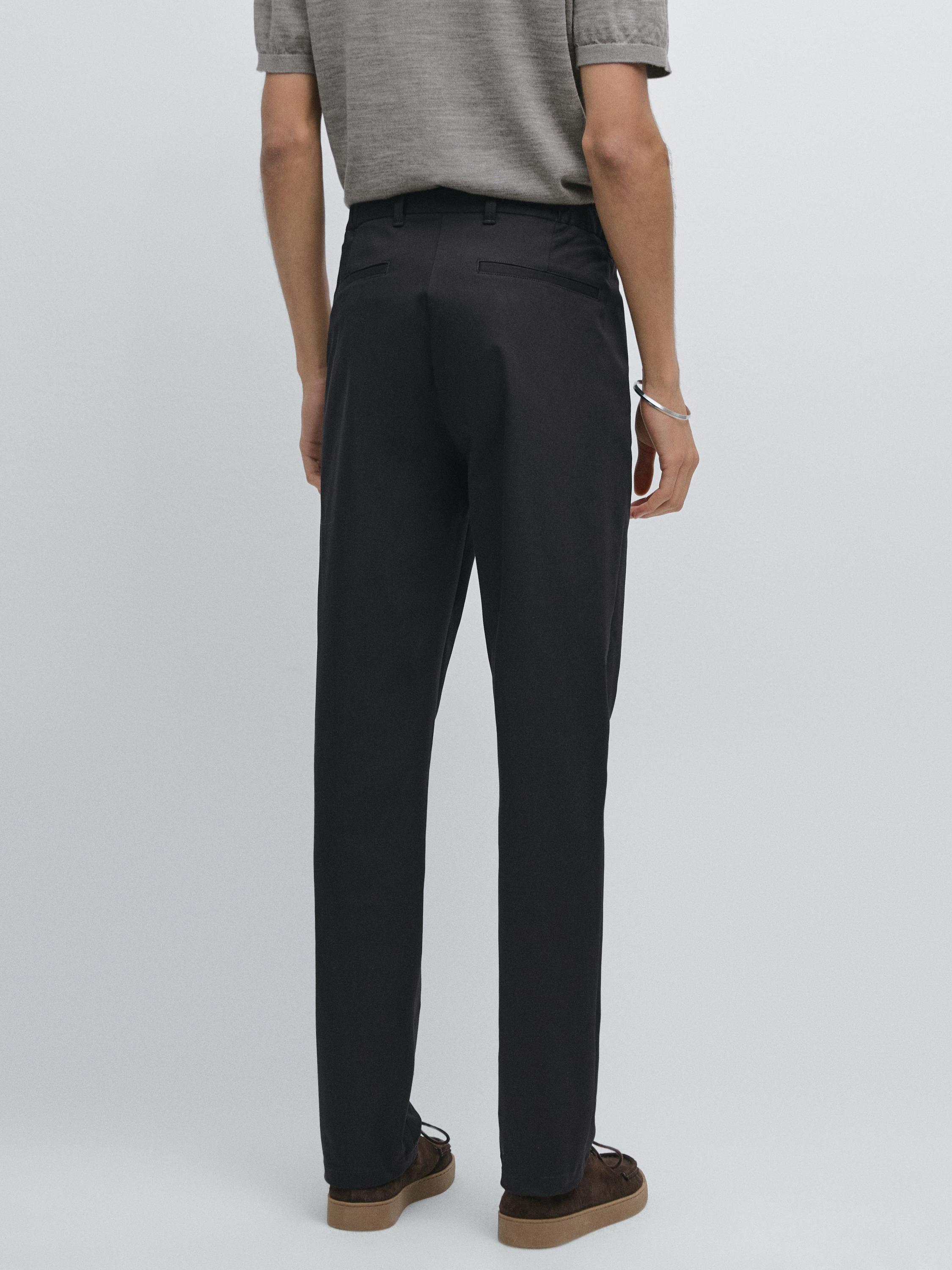 Cotton blend slim fit trousers