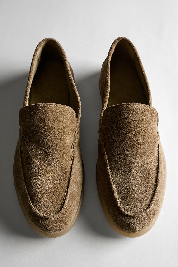 Split leather loafers — MINK