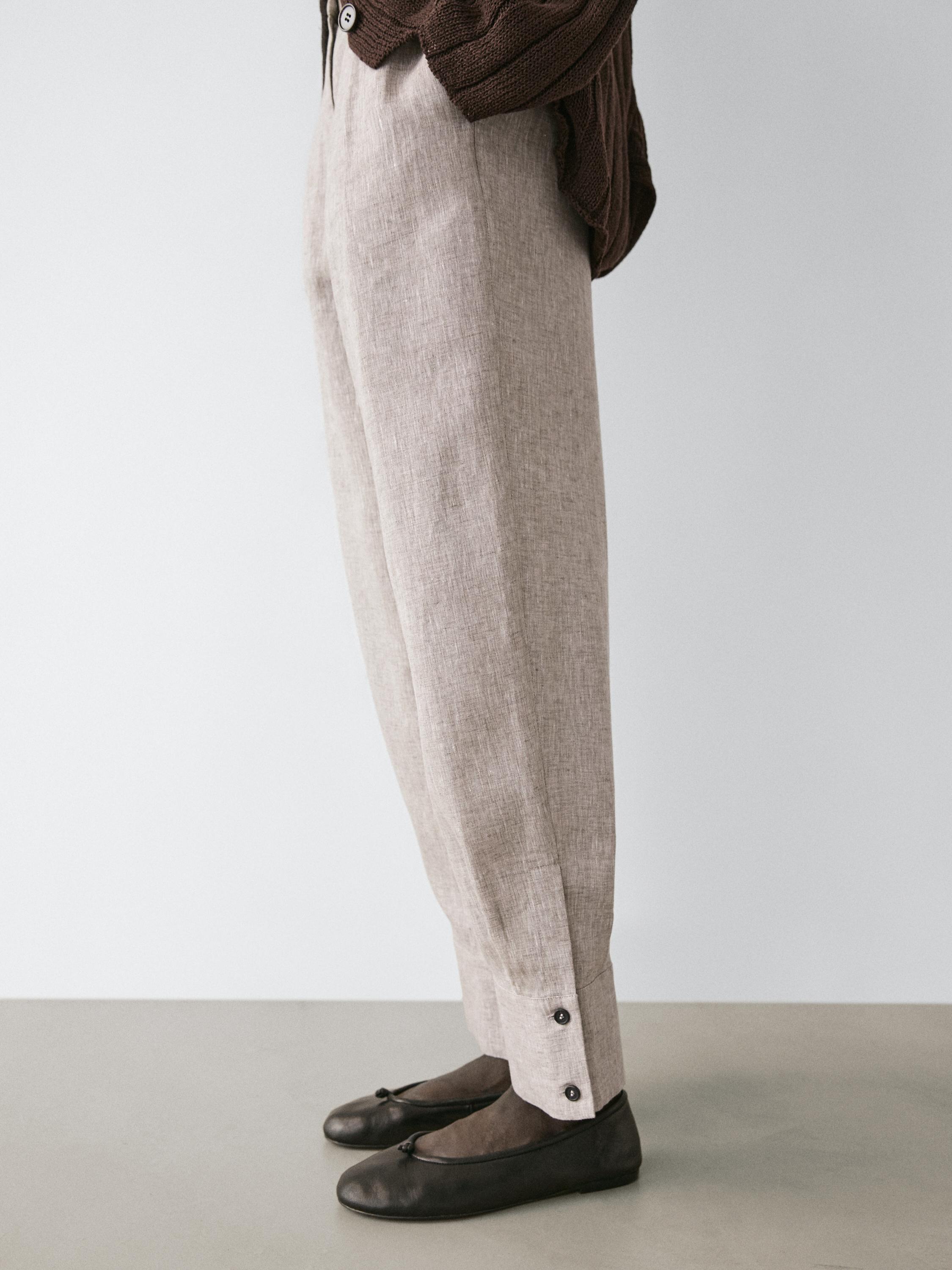 Suit trousers with buckle detail — BEIGE