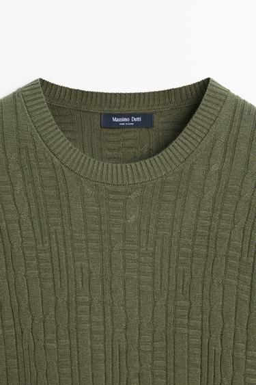 Cotton blend knit sweater — Green 4
