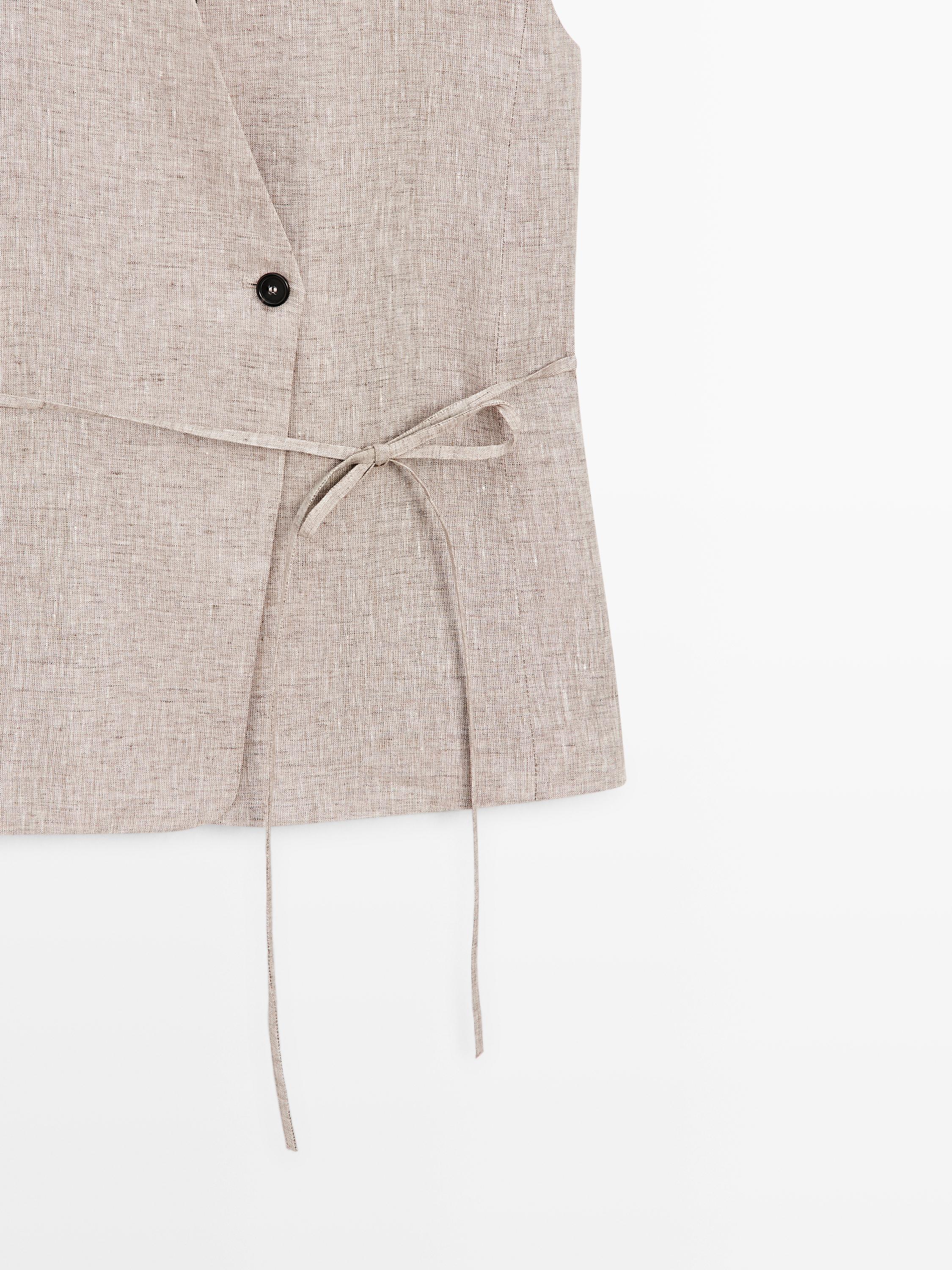 Double-breasted suit waistcoat — BEIGE