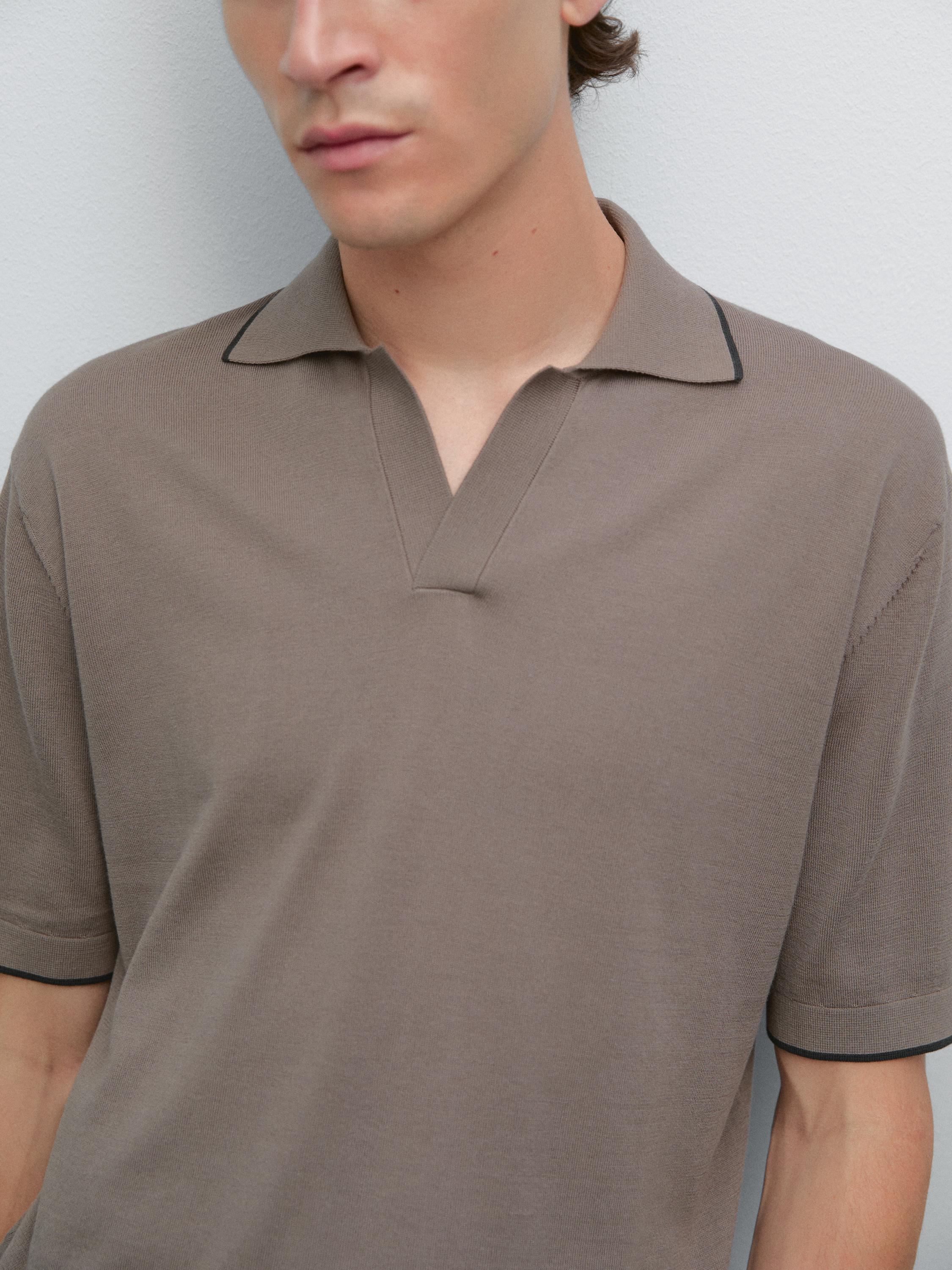 Contrast knitted polo shirt