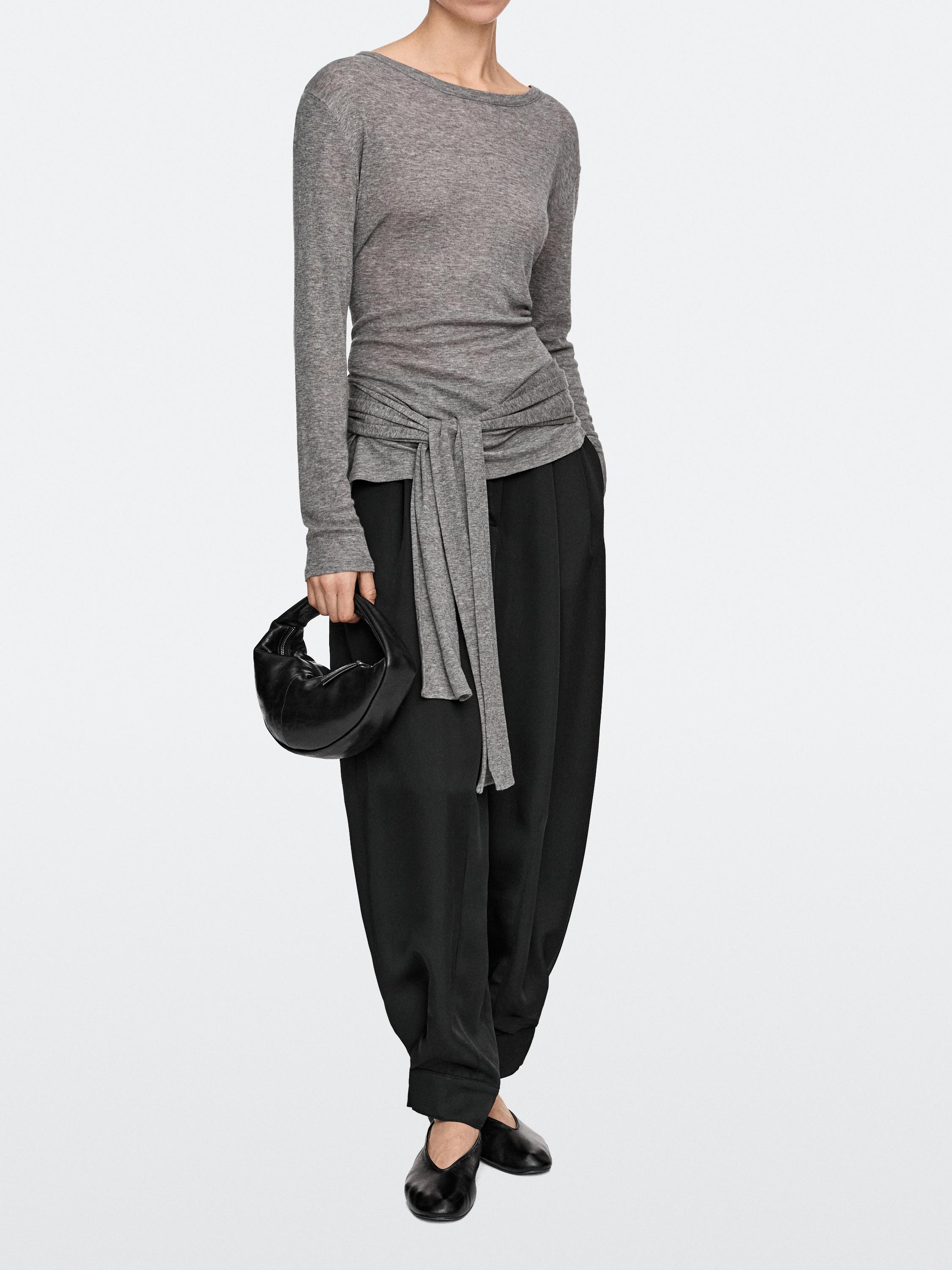 Mini nappa leather half-moon bag — BLACK