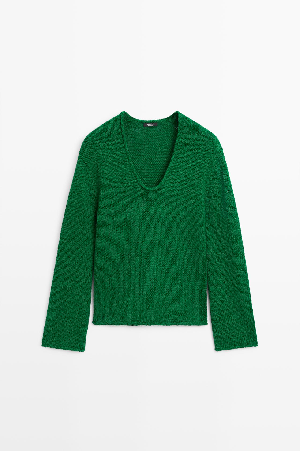 Cotton-blend knit sweater — GREEN