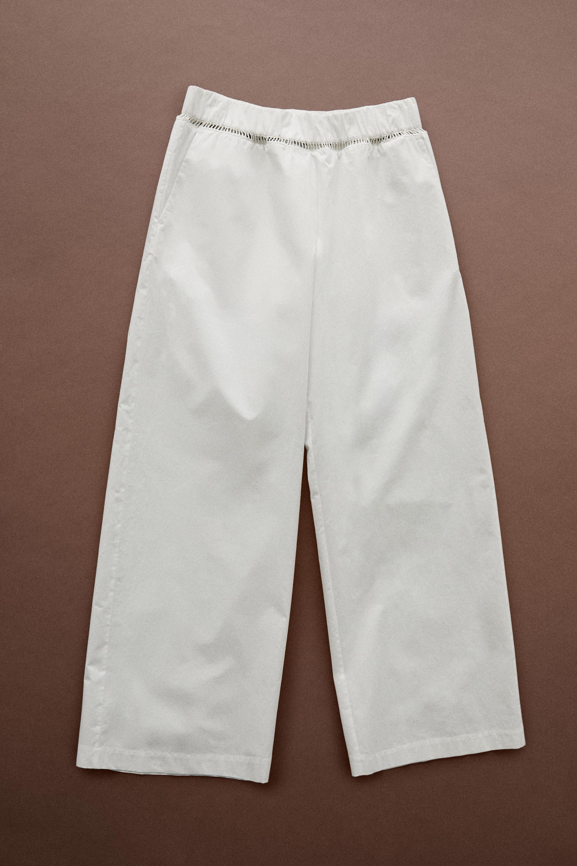 100% cotton elasticated pants - STUDIO — Off white