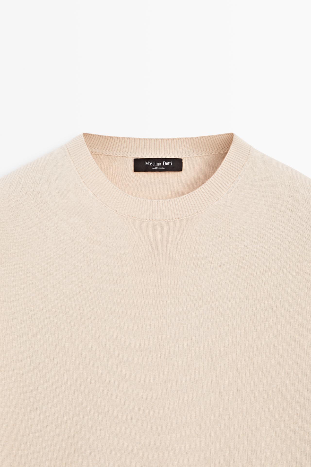 Cotton blend knit sweater — OFF WHITE