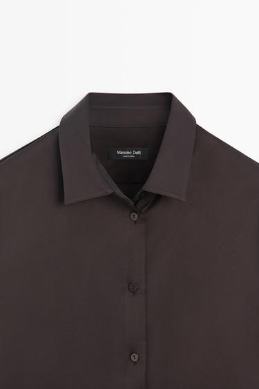 Flowing satin shirt — Chocolate 8