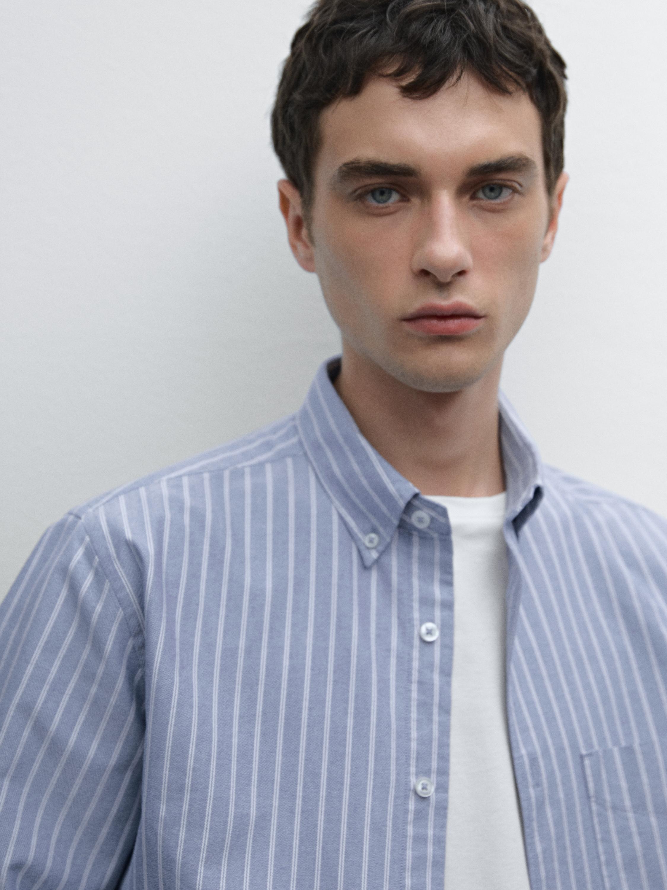Regular fit striped cotton Oxford shirt