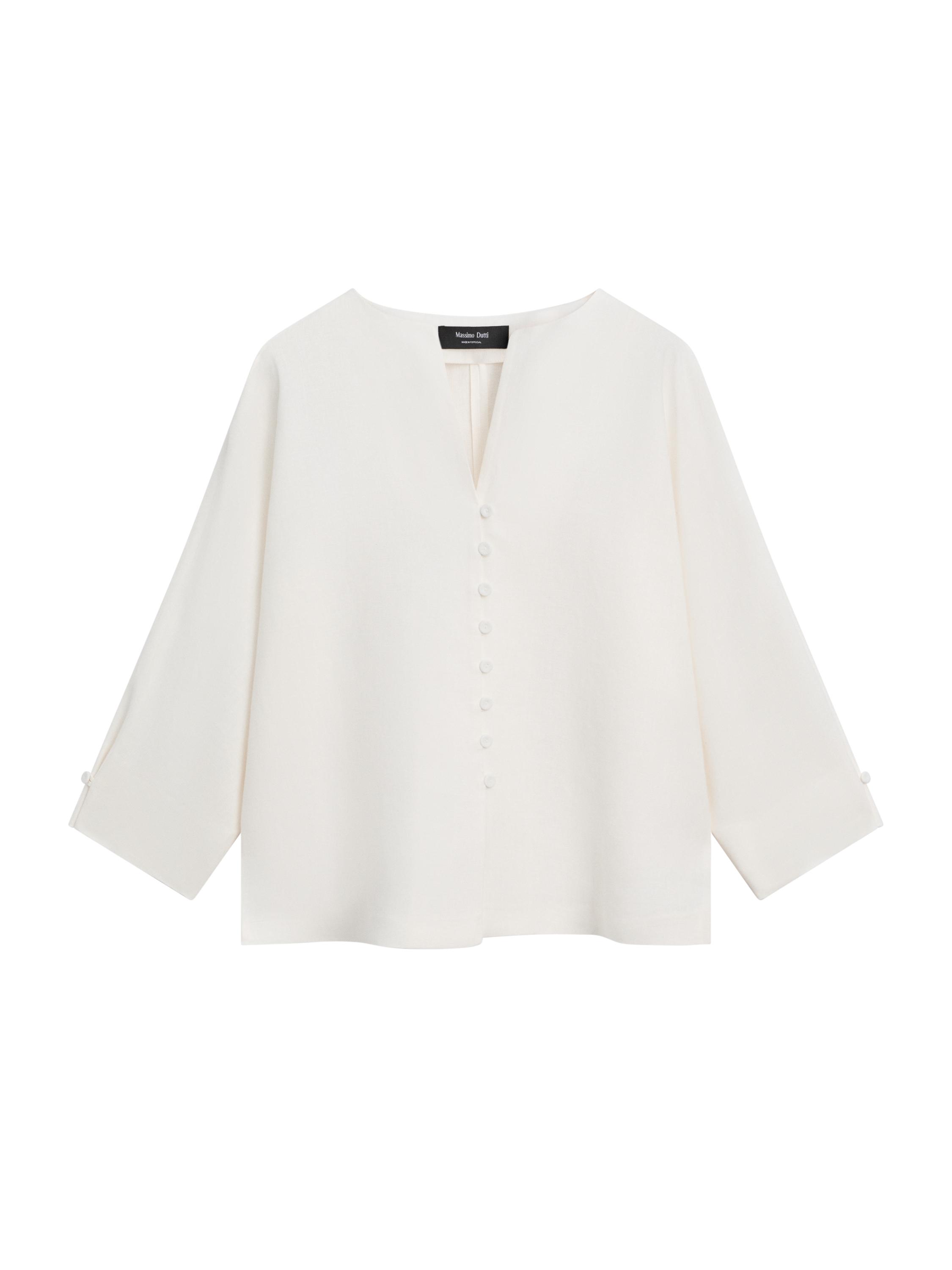 Лляний жакет з ґудзиками · Бруднувато-білий · Blazer | Massimo Dutti