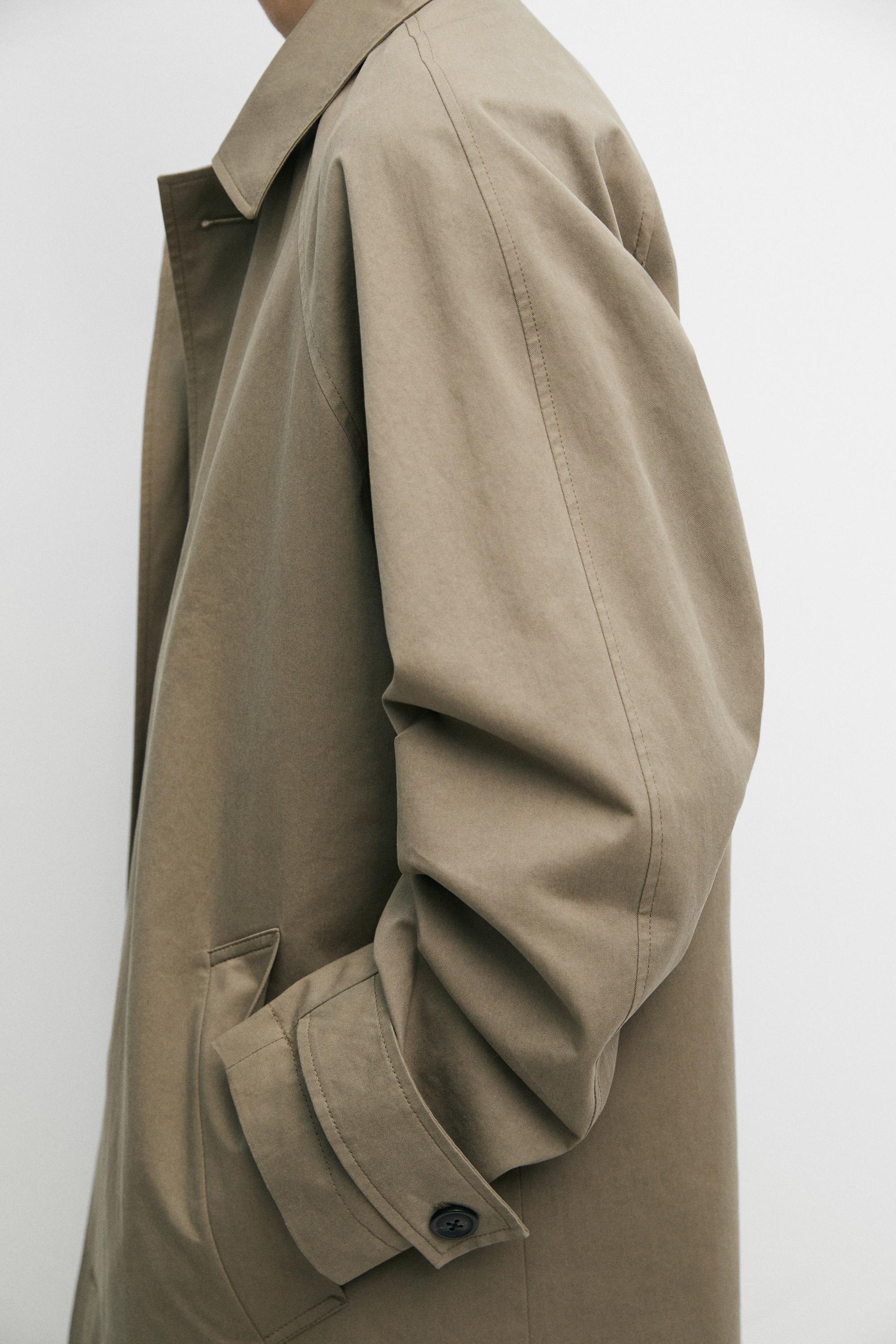 Oversize long 100% cotton trench coat — MOLE BROWN