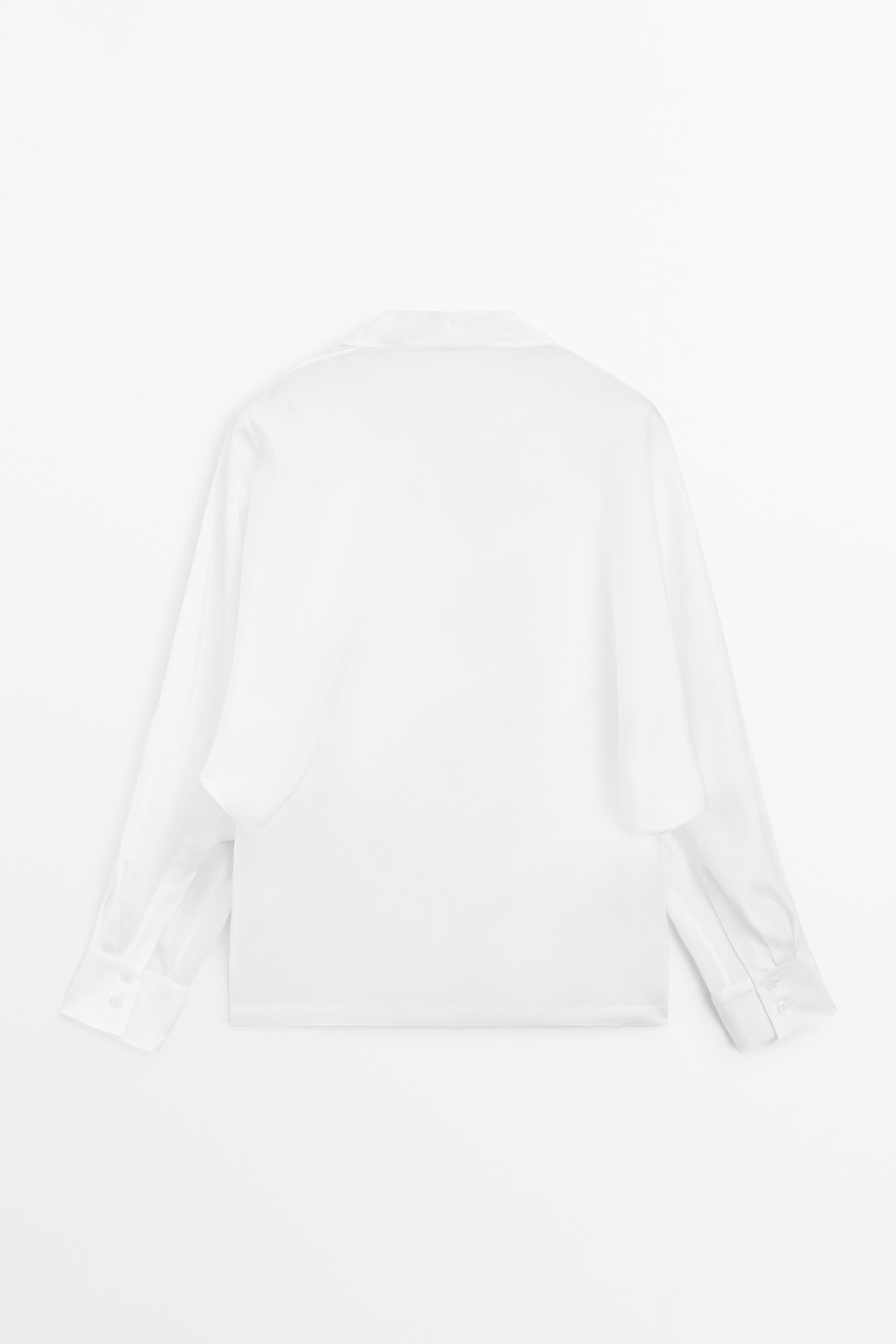 Flowing shirt with cowl neckline detail — WHITE