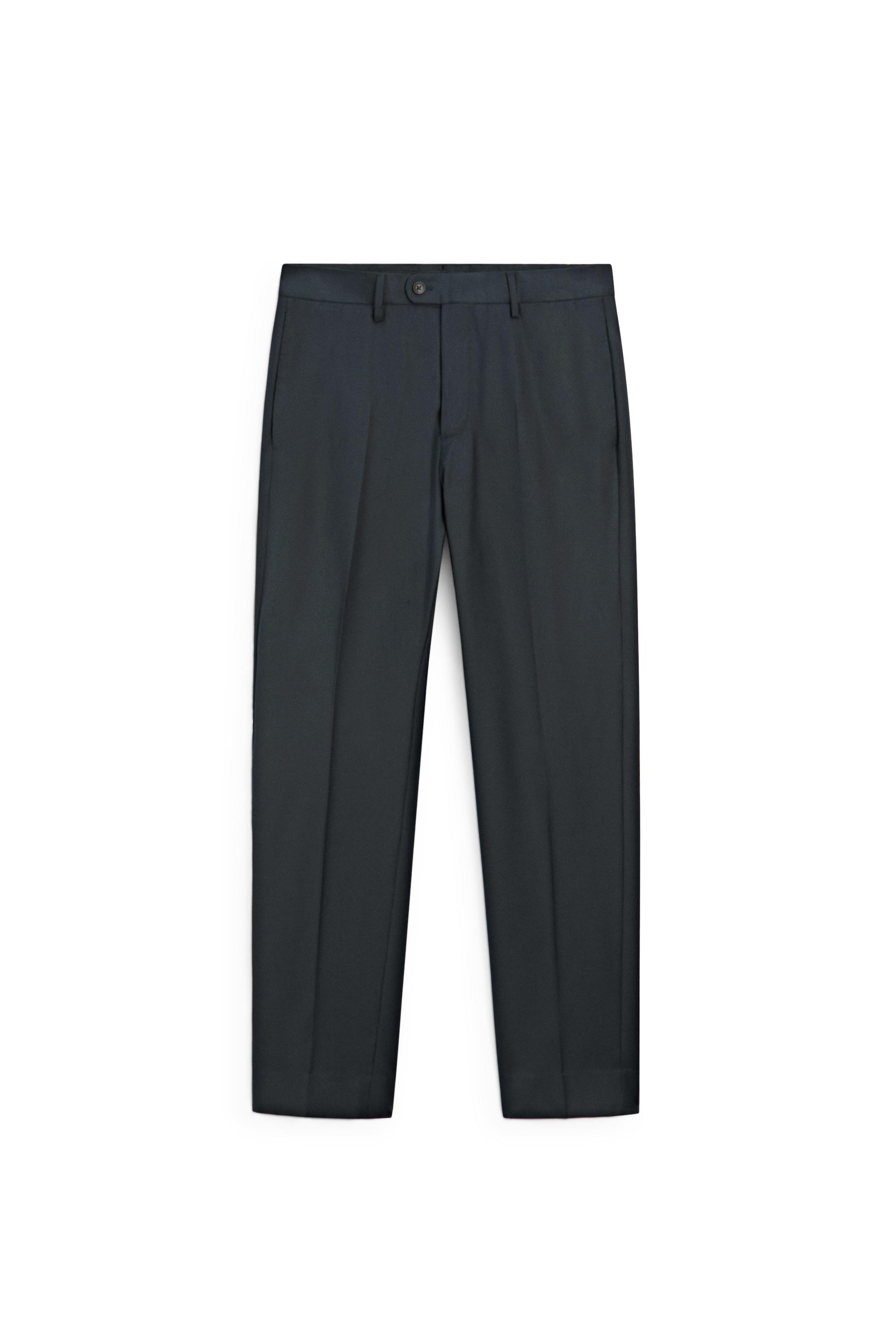 Striped wool blend suit trousers — NAVY BLUE