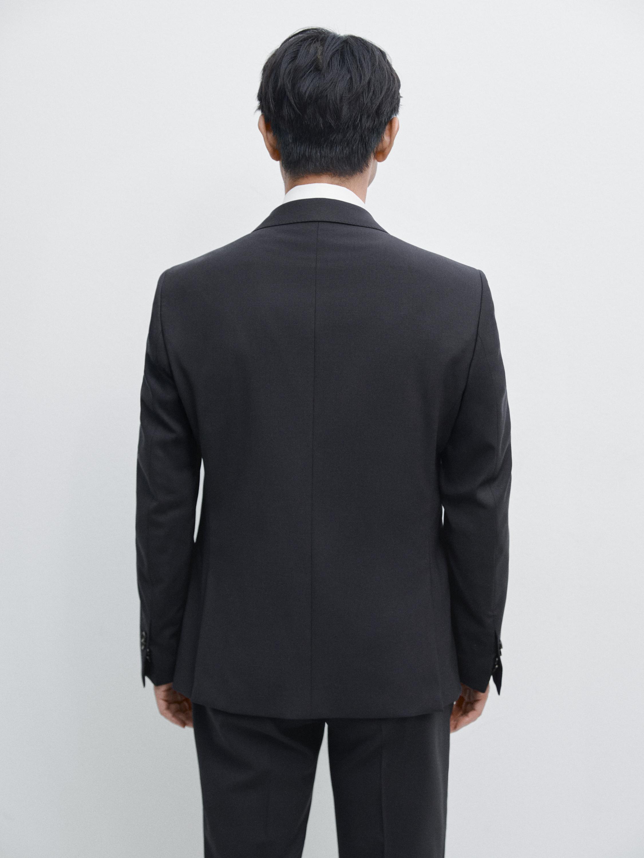 Cool wool blend suit blazer — NAVY BLUE