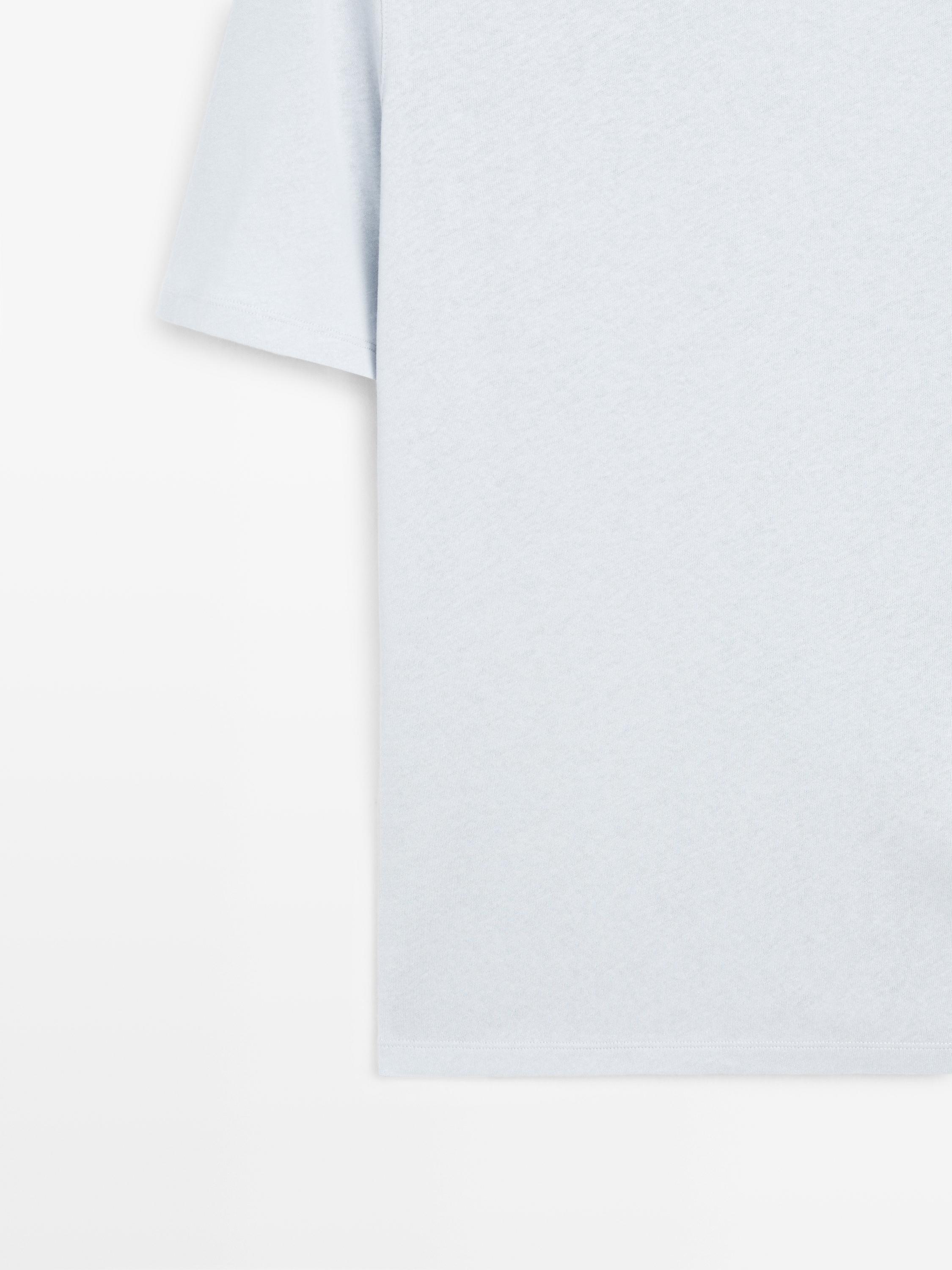 Short sleeve linen and cotton T-shirt — Light Blue