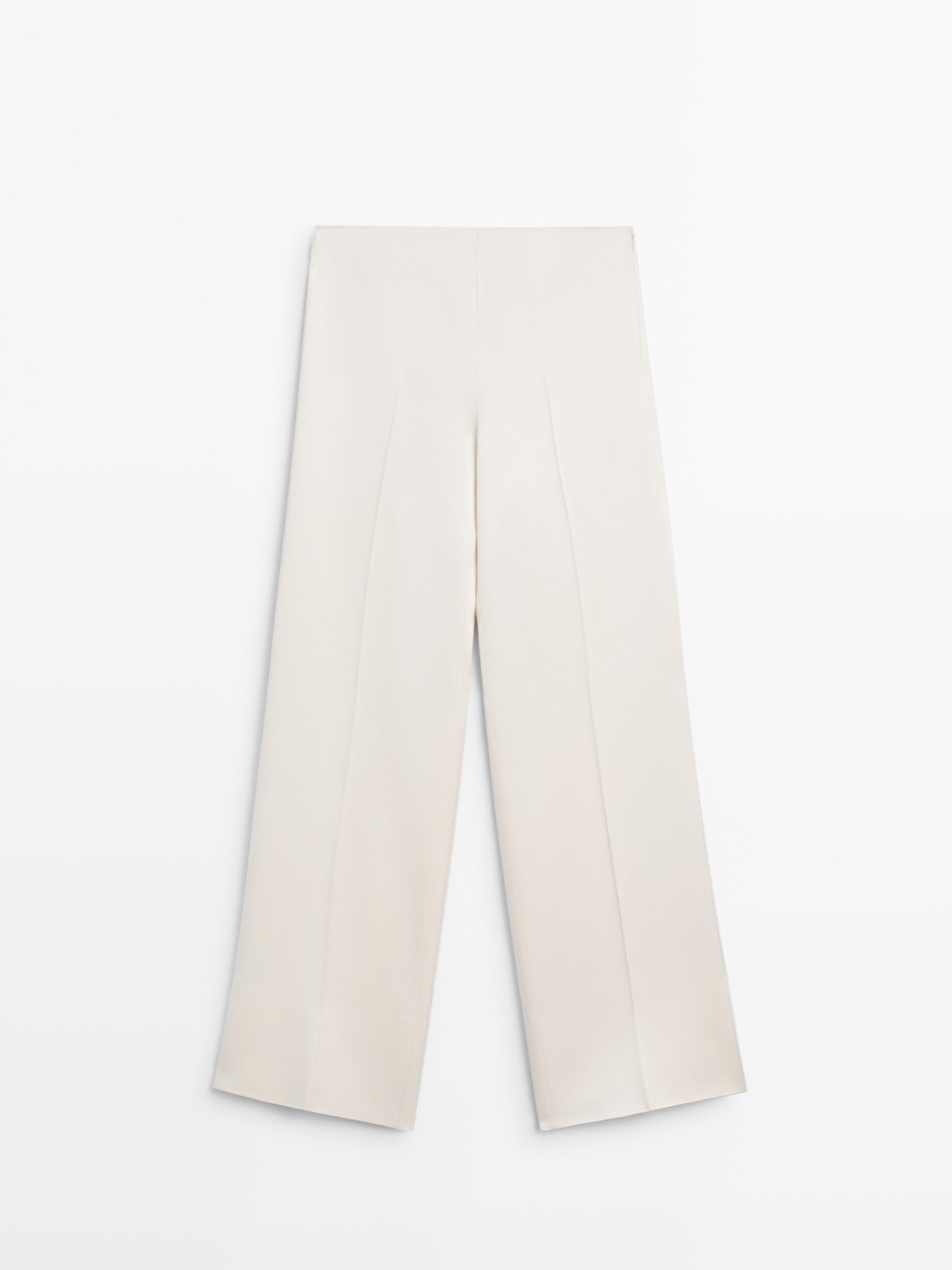 Satin wide-leg trousers - STUDIO — Beige