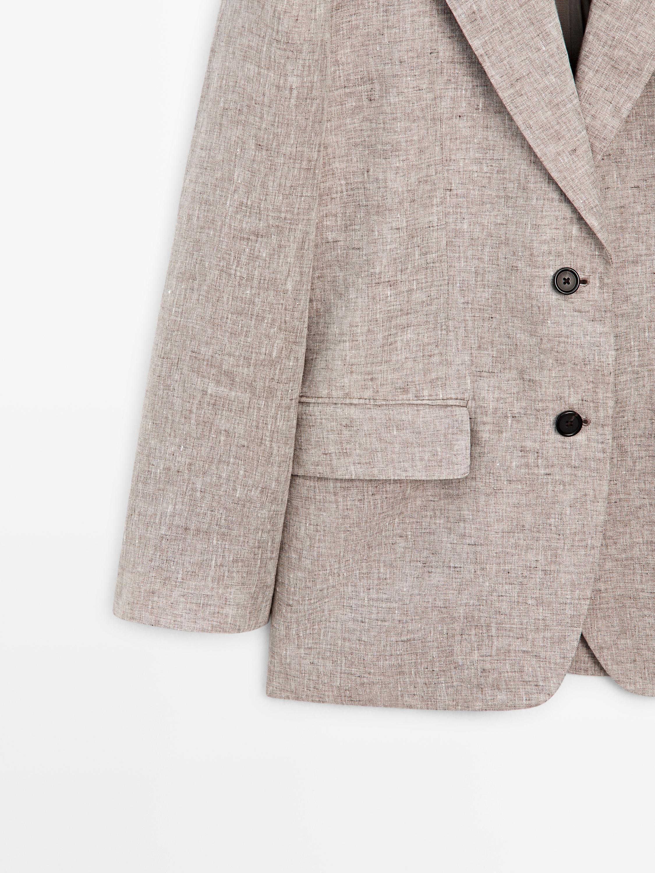 100% linen suit blazer — BEIGE